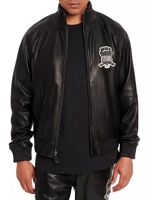 Shop Avirex Leather Logo Track Jacket