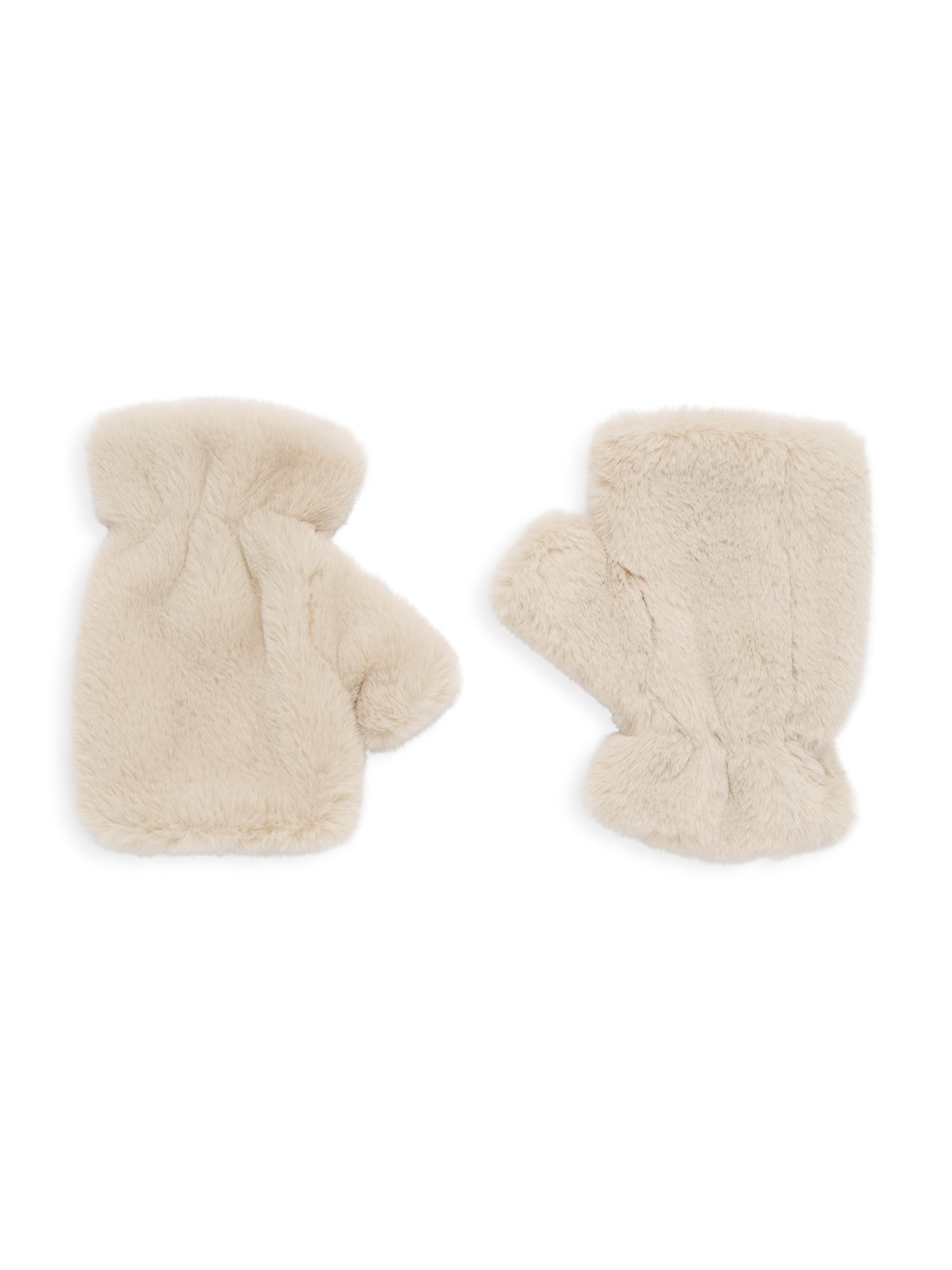 Apparis Women's Ariel Faux Fur Fingerless Gloves - Latte
