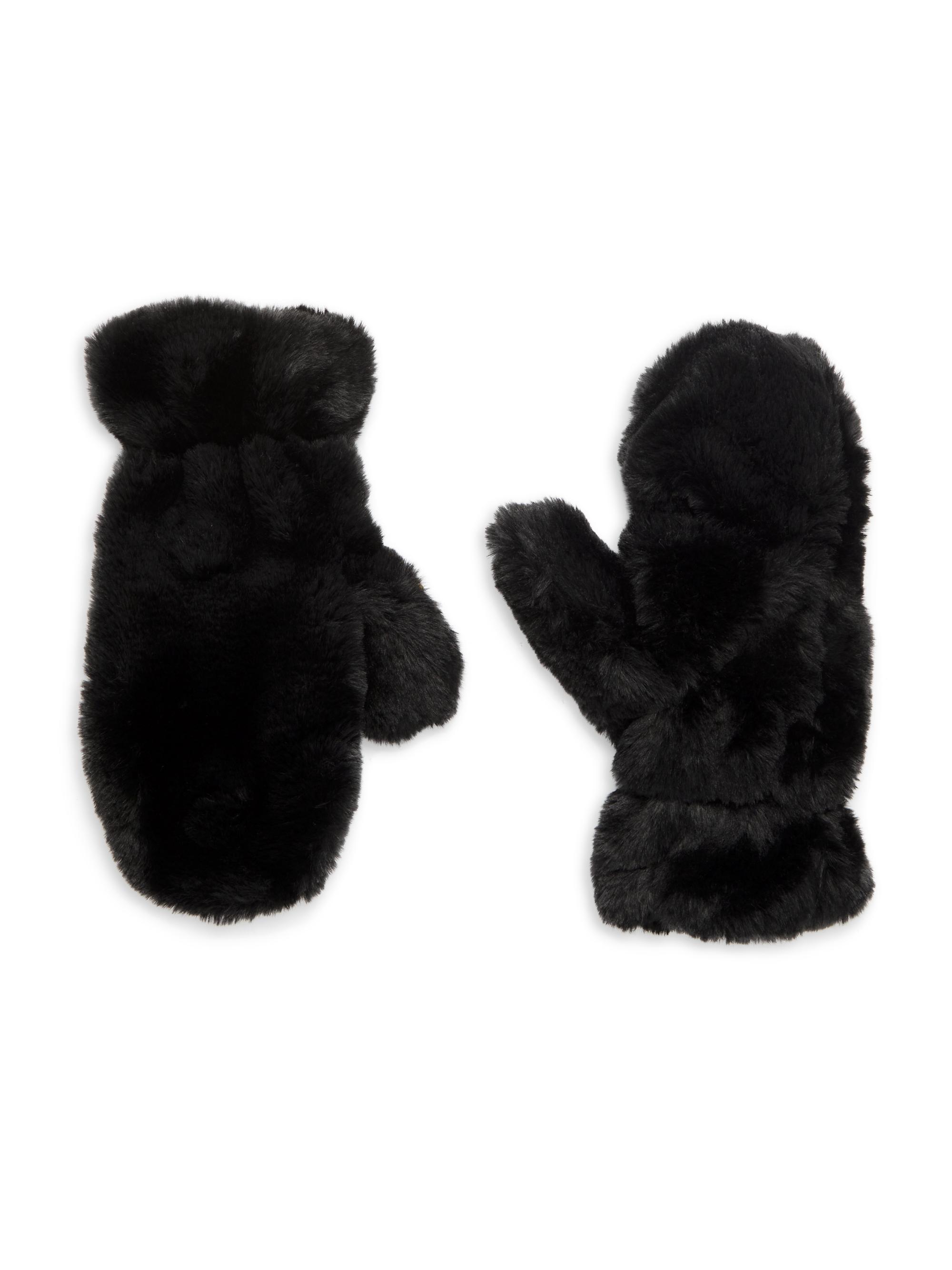 Apparis Women's Coco Faux Fur Flip-Top Mittens - Noir