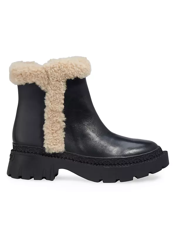 Fashion Winter Women Synthetic Leather Side Zip Ankle Boot Flat Heel Fleece  Lined