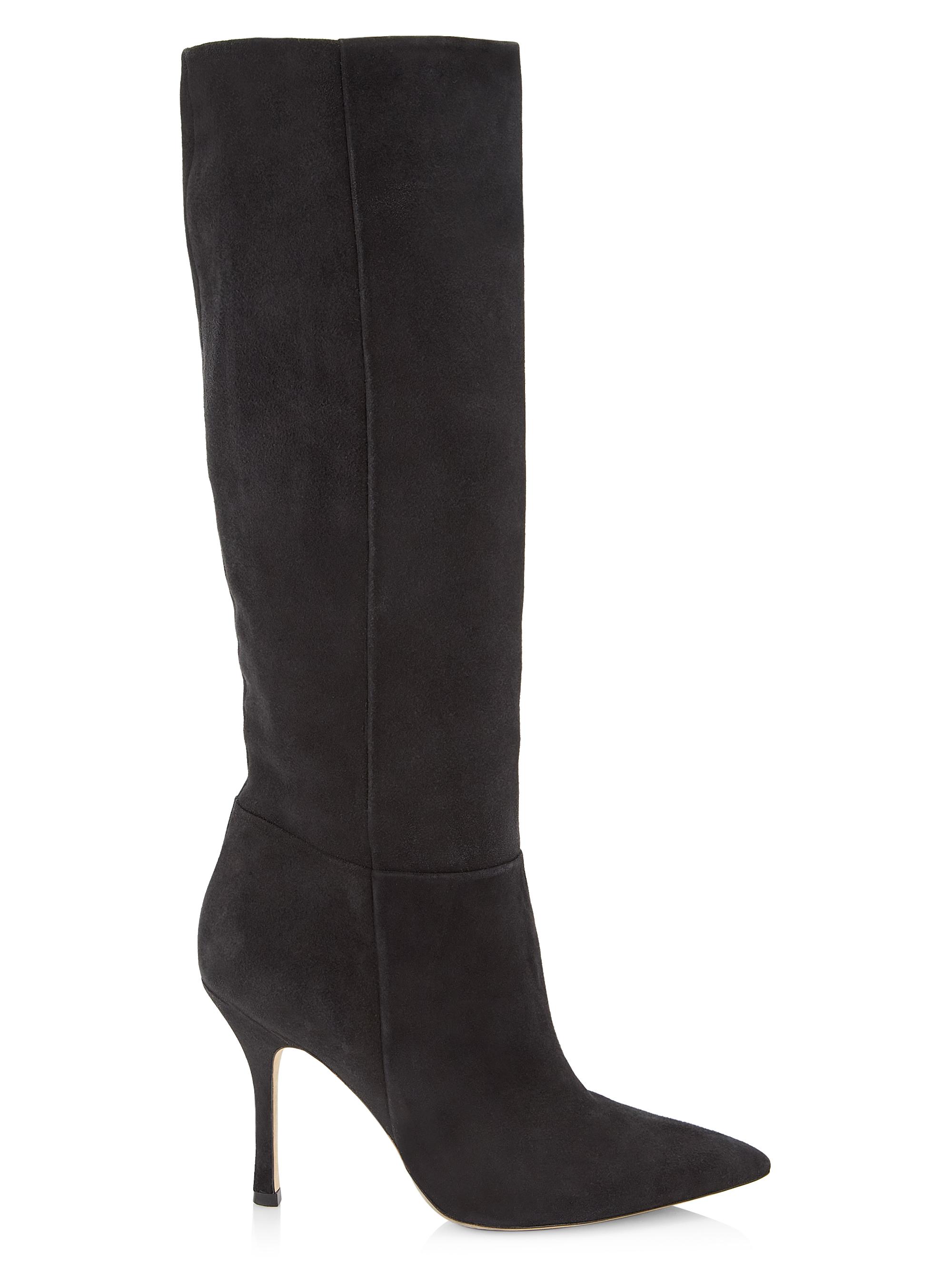 Larroudé Women's Kate Tall Suede Boots - Black Suede