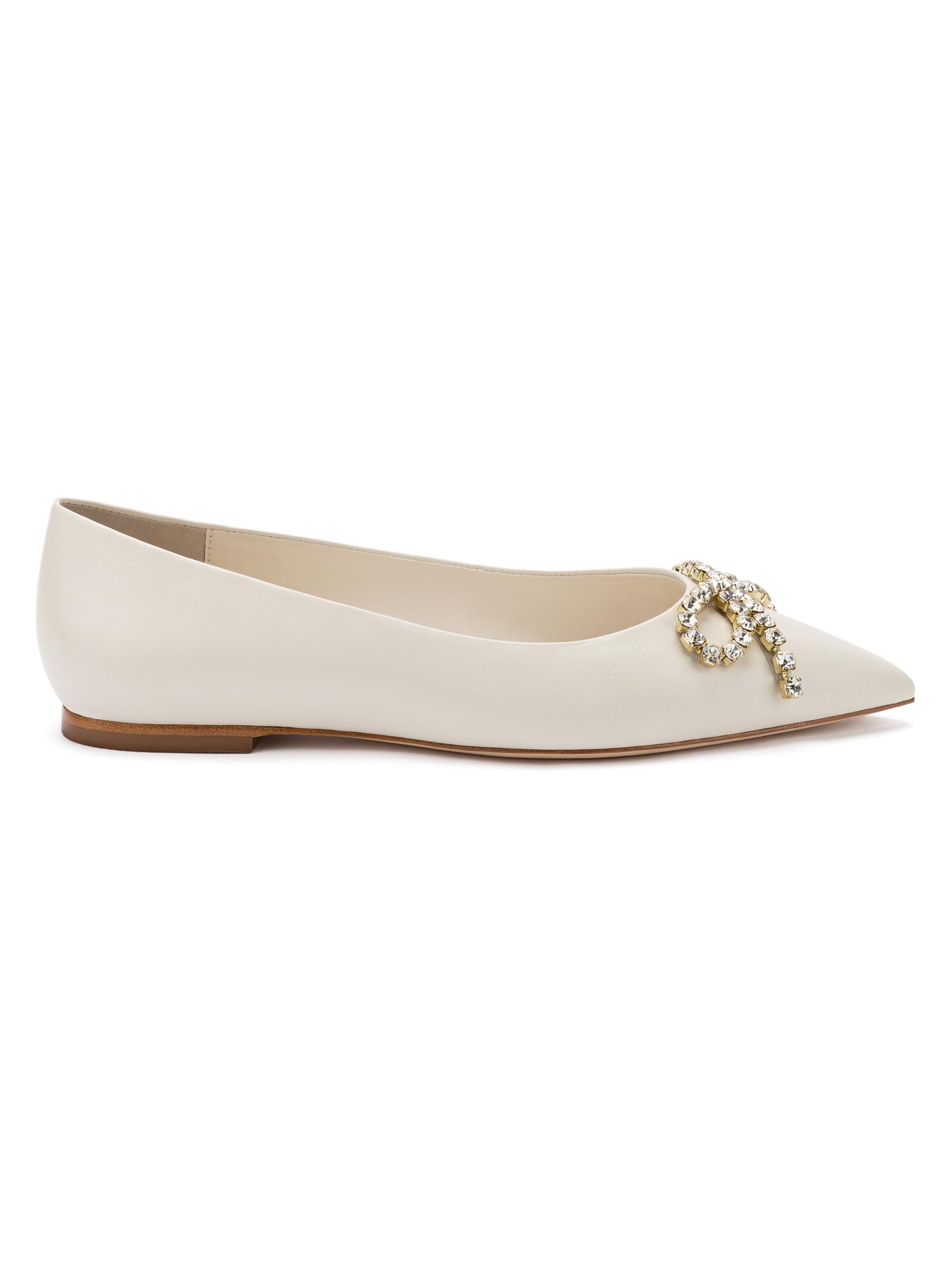 Larroudé Women's Lee Crystal Bow Suede Flats -