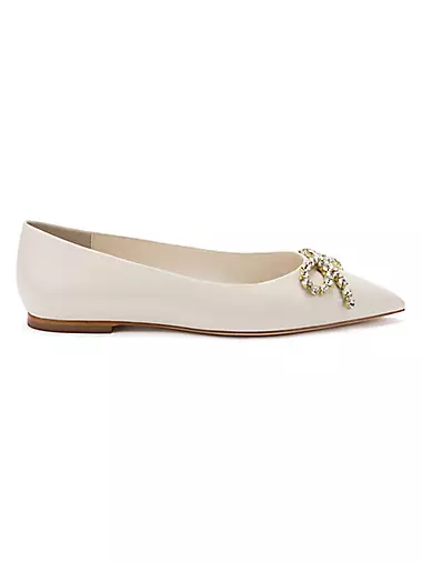 Lee Crystal Bow Suede Flats