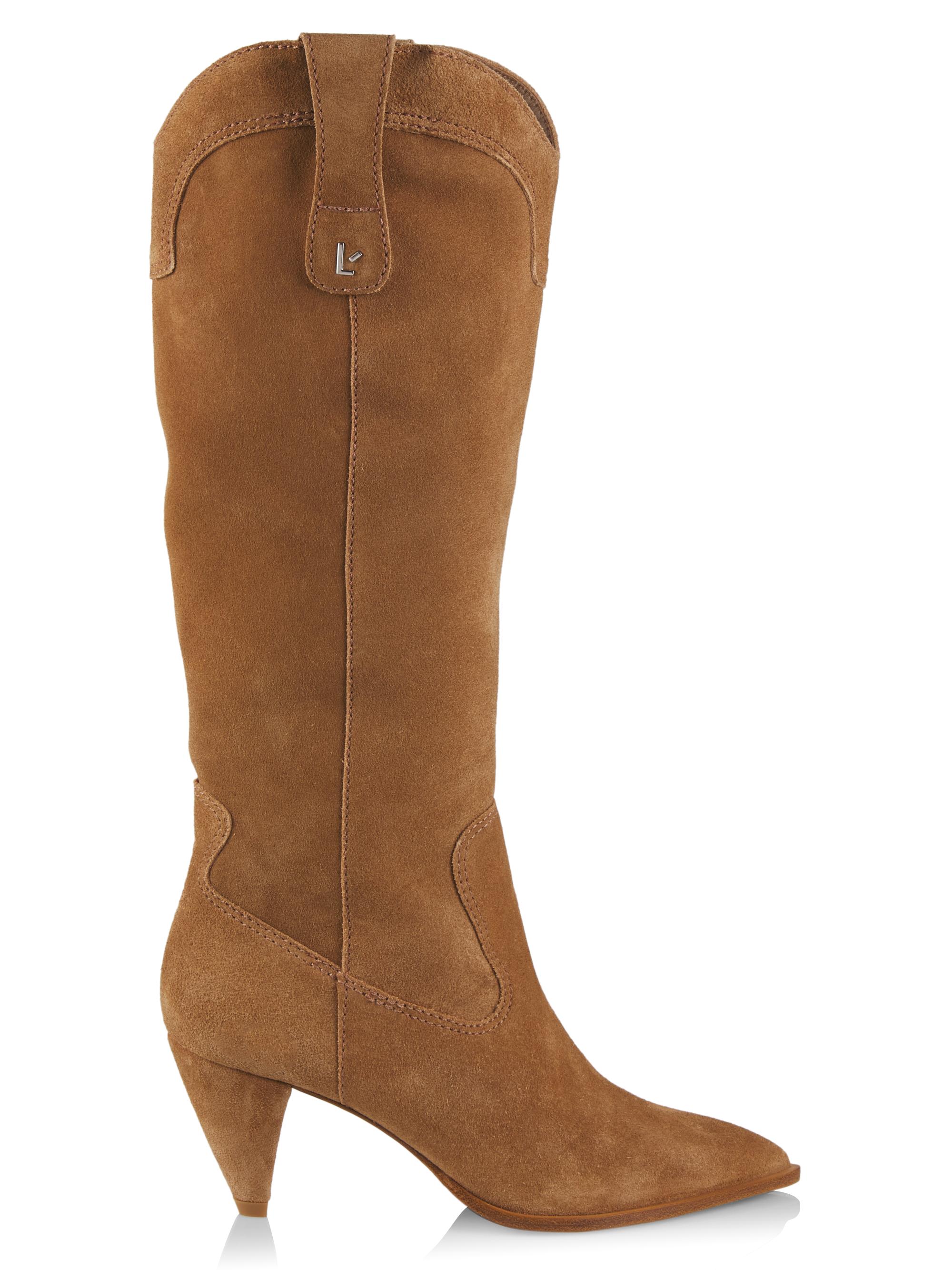 Larroudé Women's Louise Suede Tall Boots - Suede Oil Tobacco