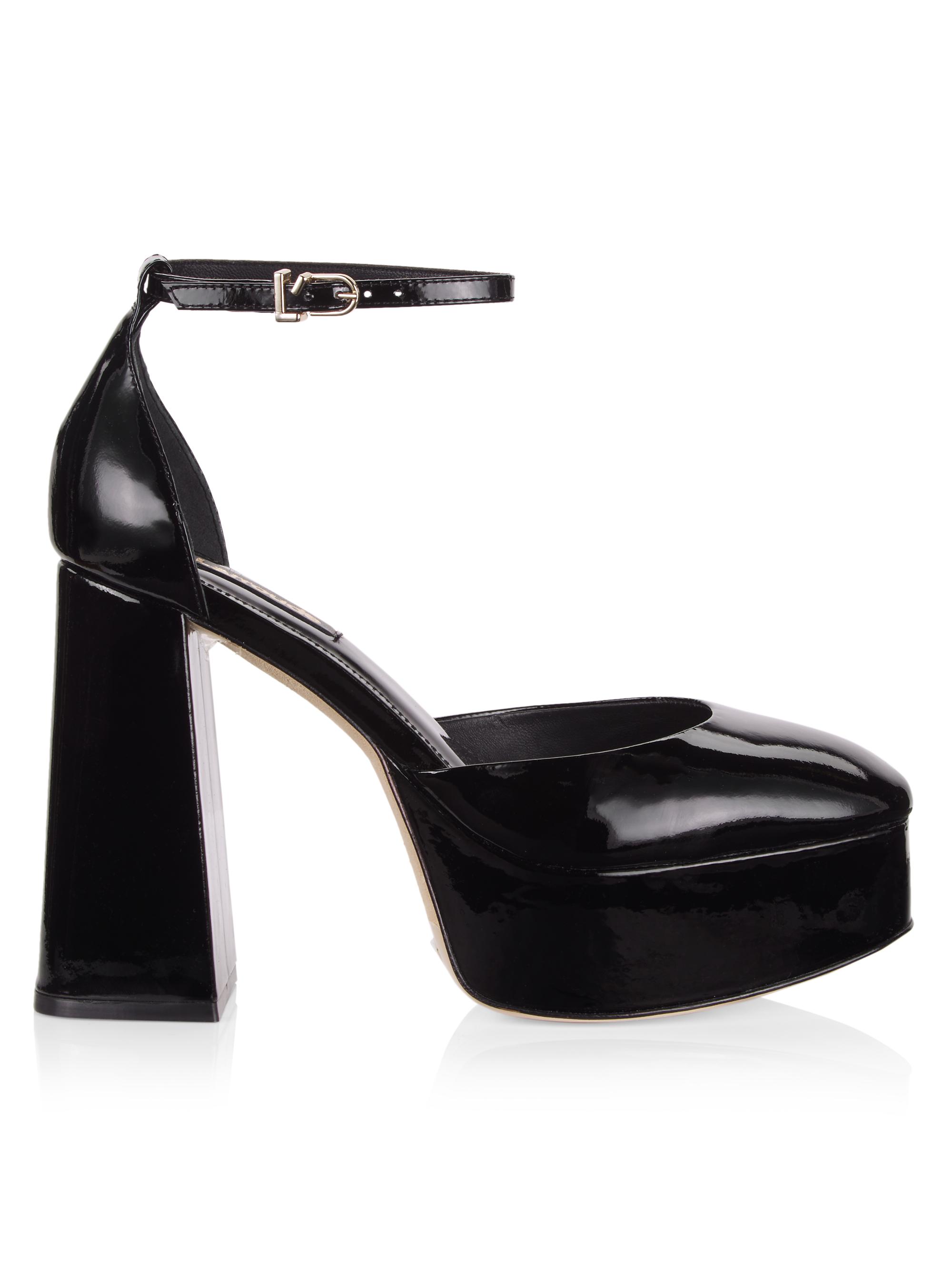 Larroudé Women's Ari Patent Leather Ankle-Strap Platform Pumps - Black