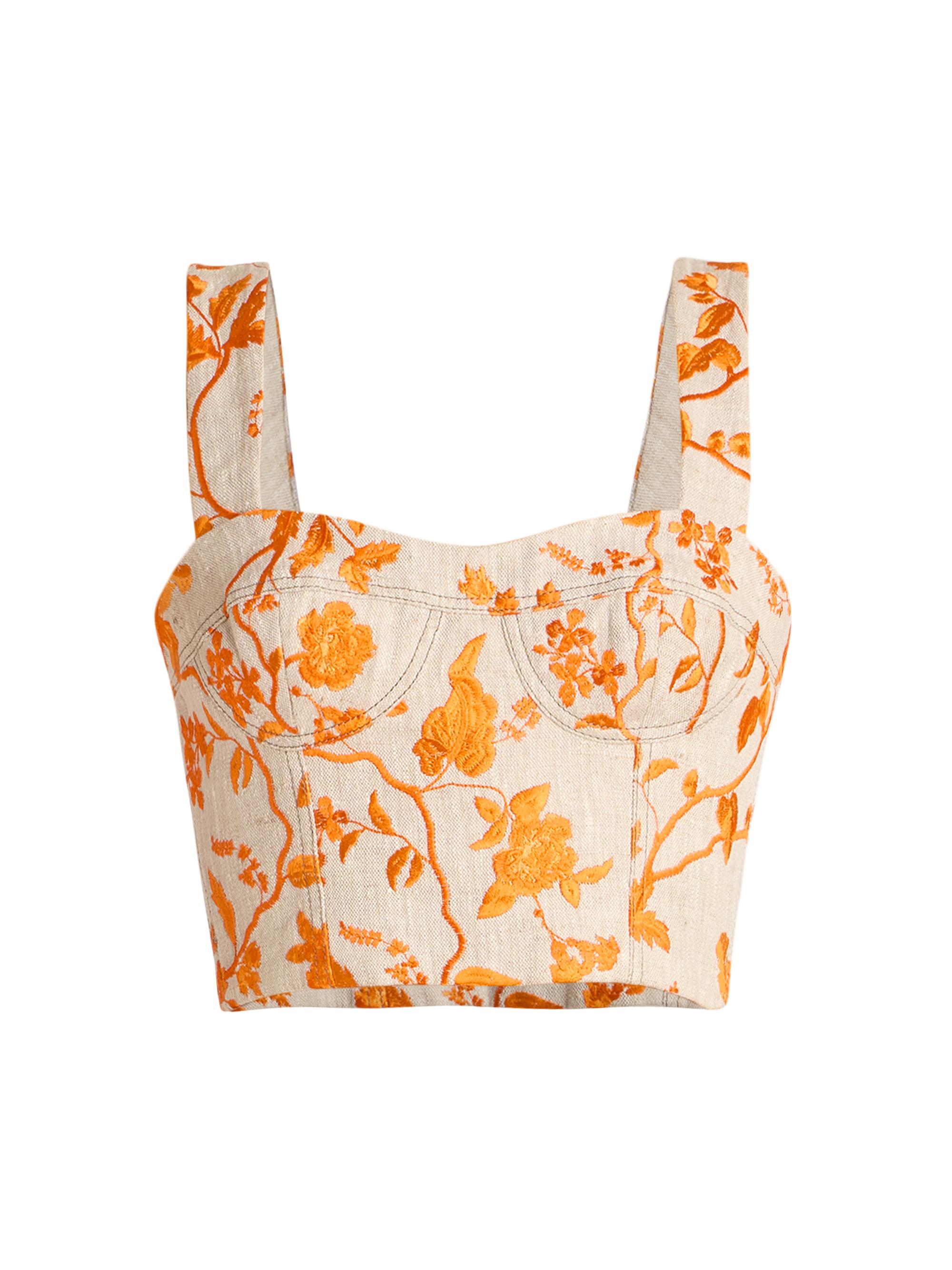 Erdem Women's Embroidered Floral Bra Top - Clementine