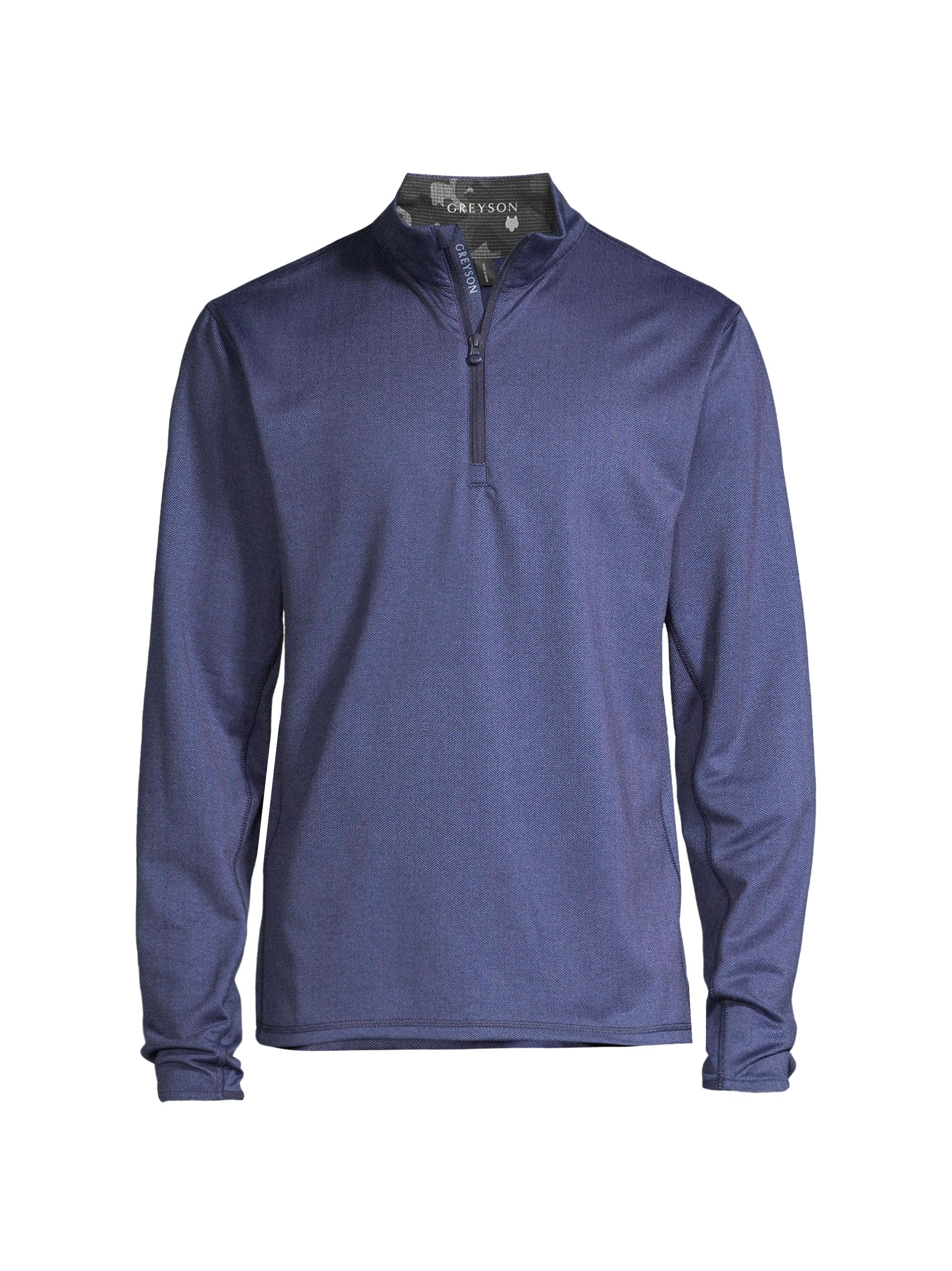 Greyson Men's Tate Quarter-Zip Pullover - Navy Herringbone