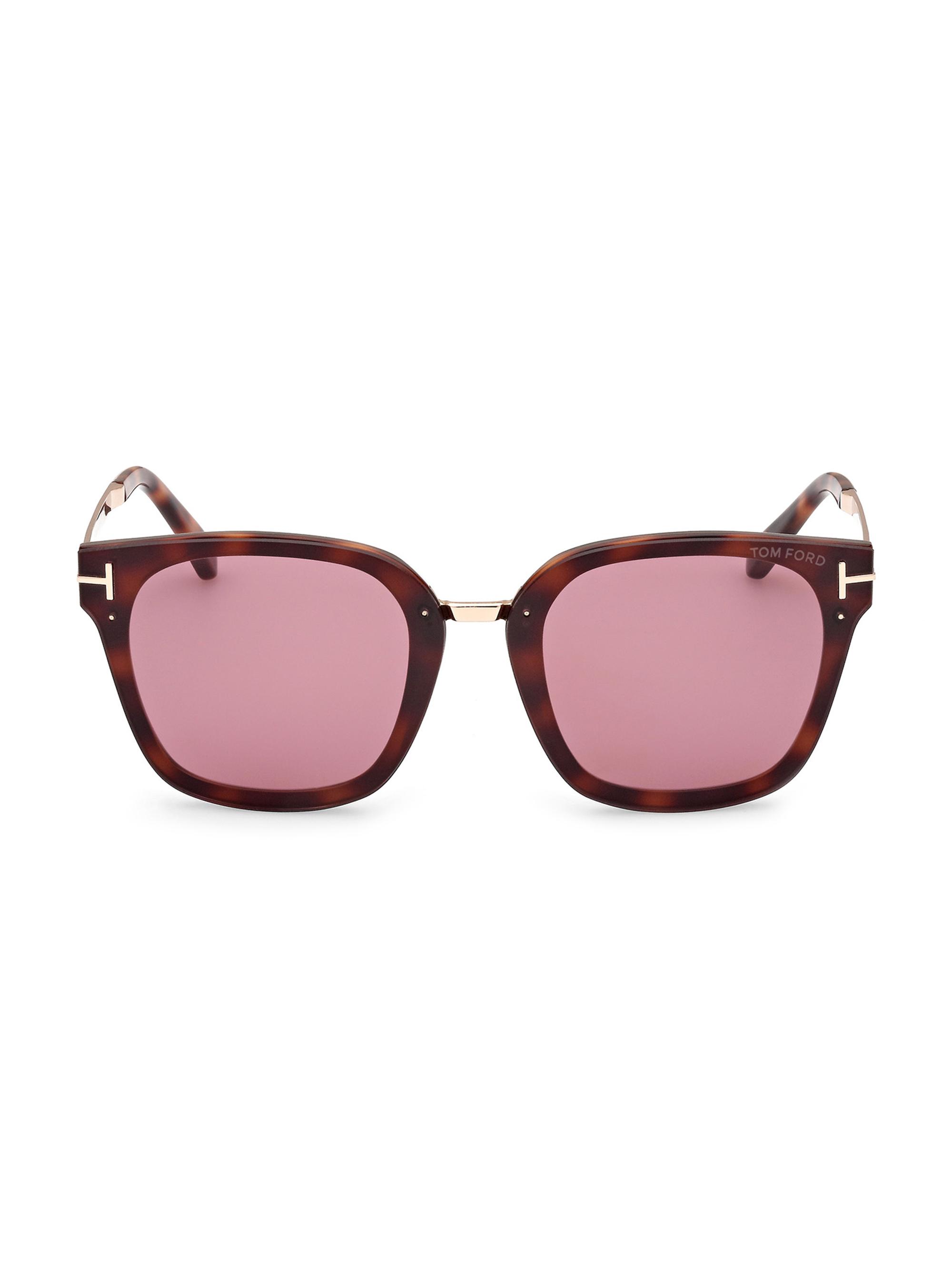 TOM FORD Women's Philippa 68MM Square Sunglasses - Shiny Dark Havana