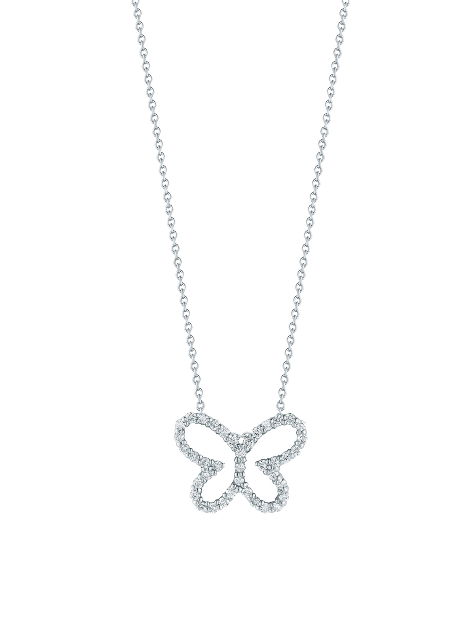 Roberto Coin Women's Tiny Treasures 18K White Gold & Diamond Butterfly Necklace - White Gold