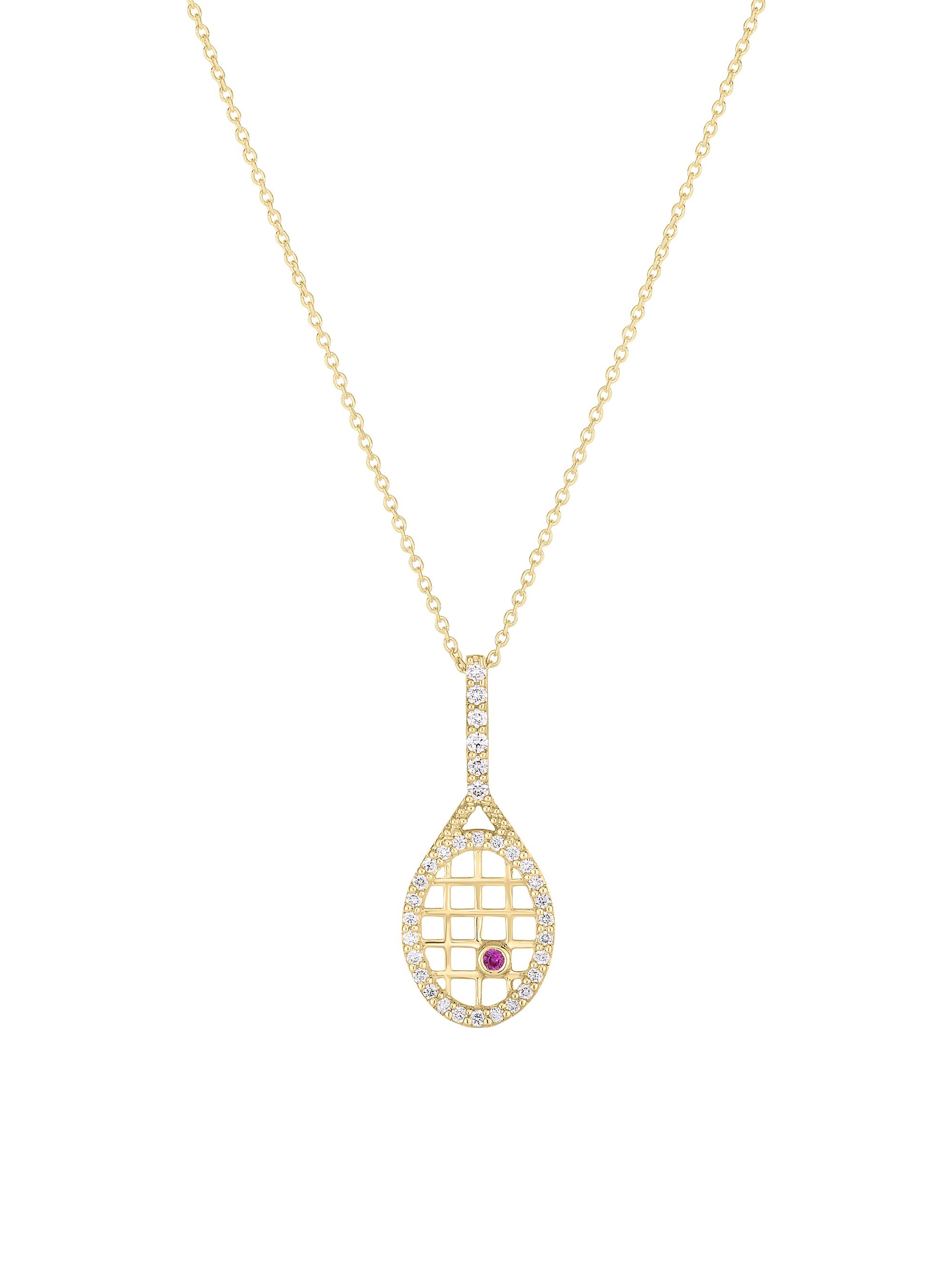 Roberto Coin Women's Tiny Treasures 18K Gold, Diamond & Ruby Tennis Racket Necklace - Yellow Gold