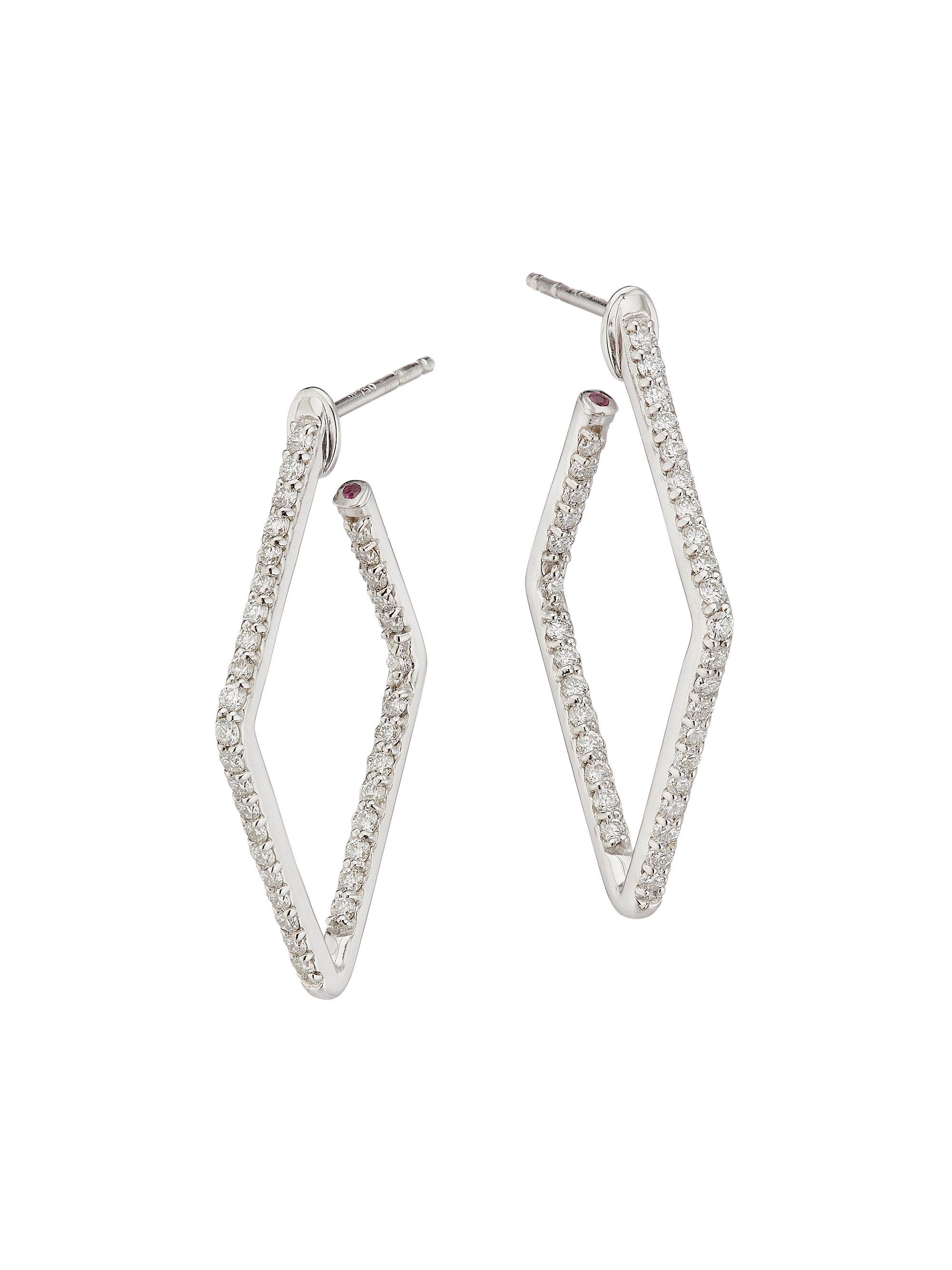 Roberto Coin Women's Tiny Treasures 18K White Gold & Diamond Square Hoop Earrings - White Gold
