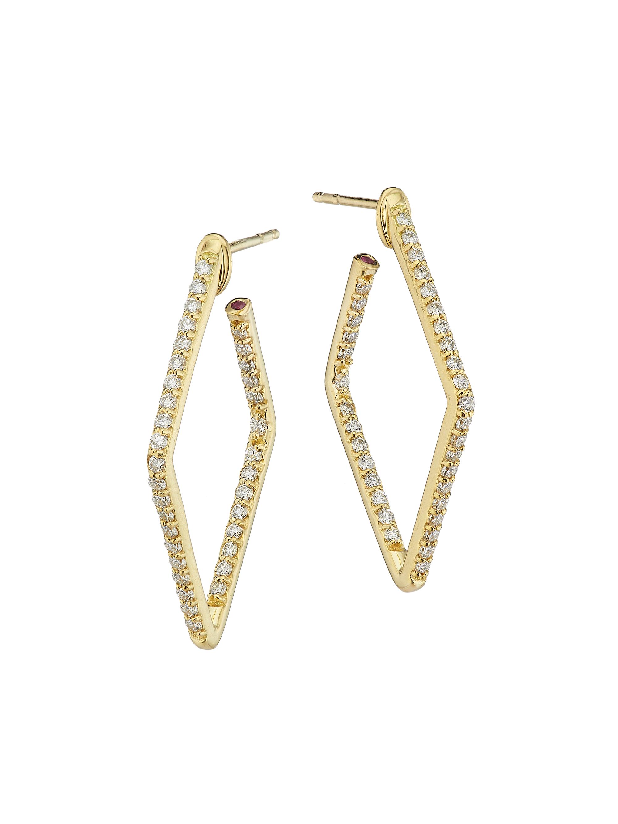 Roberto Coin Women's Tiny Treasures 18K Yellow Gold & Diamond Square Hoop Earrings - Yellow Gold
