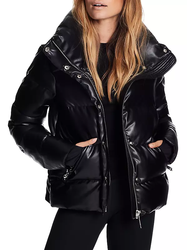 Sam. Women's Isabel Vegan Leather Down Puffer Jacket - Black - Size Xs