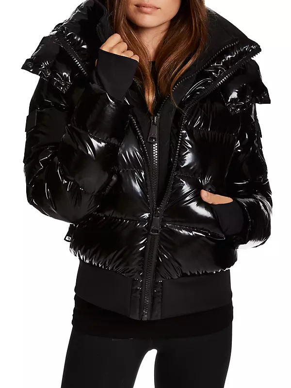 Shop Sam. Bungalow Glossy Cropped Puffer Jacket