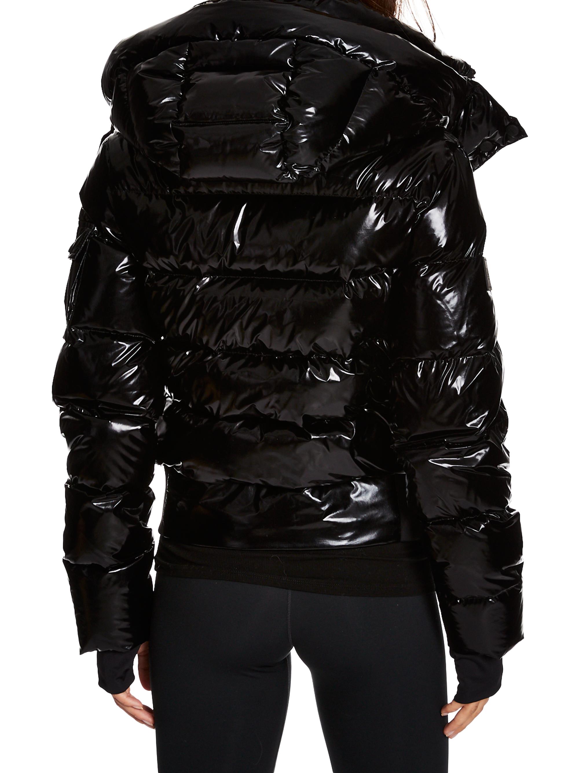 SAM. Women's Bungalow Glossy Cropped Puffer Jacket - Caviar | Thumbnail 3