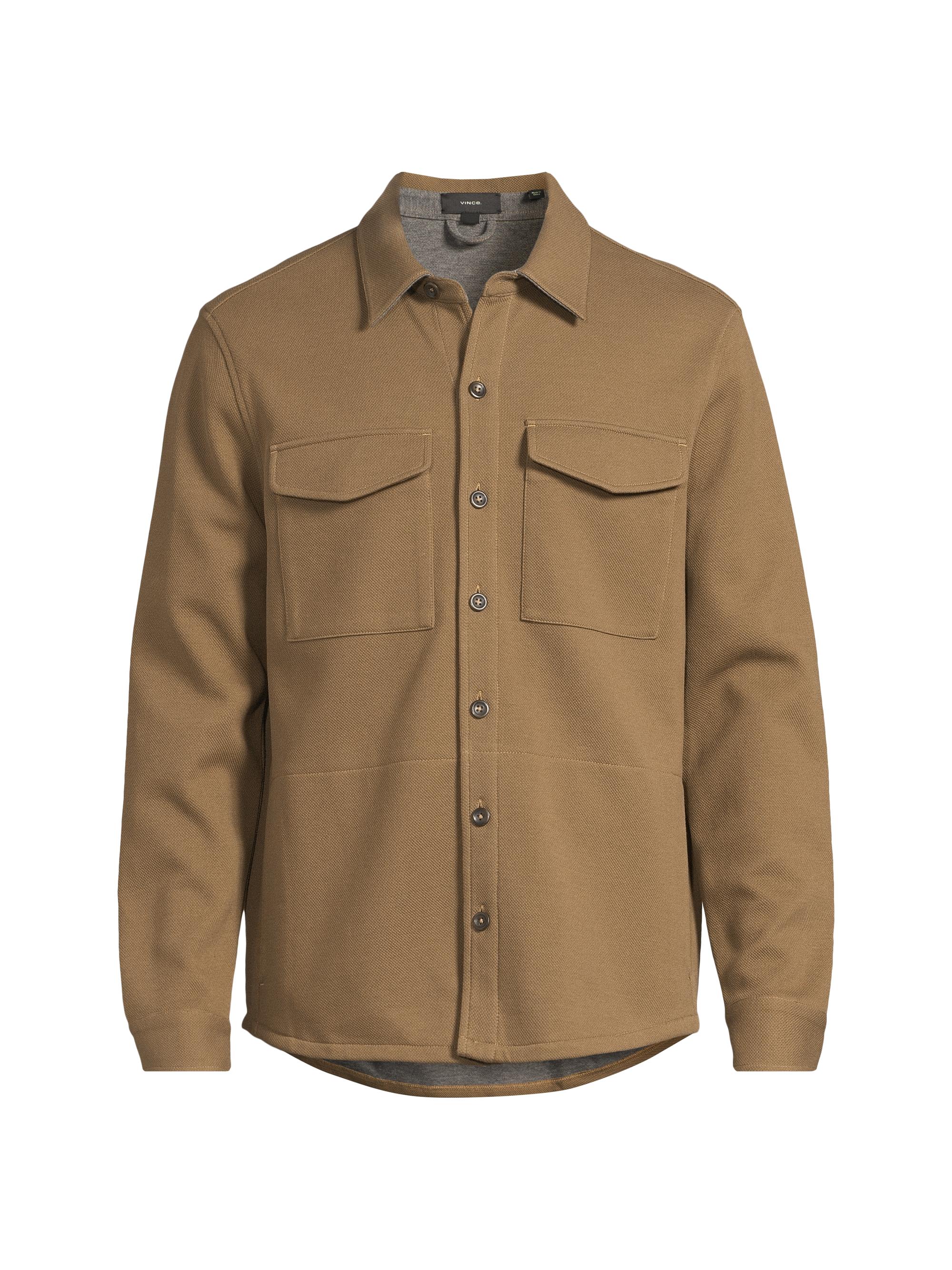 Vince Men's Cotton-Blend Shirt Jacket - Highlands Medium Heather Grey