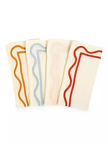 Colorblock Linen Four-Piece Napkin Set