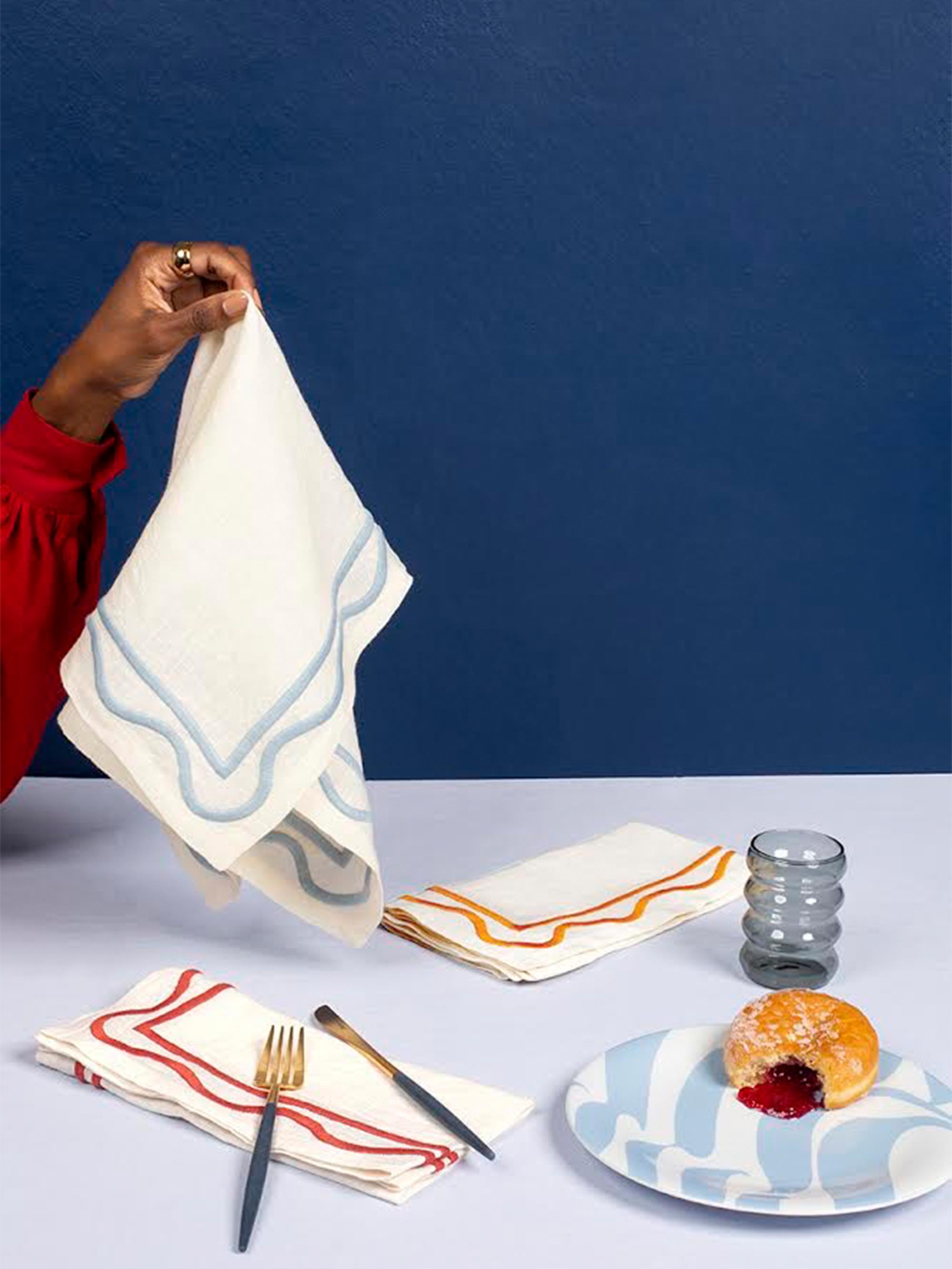 Misette Colorblock Linen Four-Piece Napkin Set - Pink