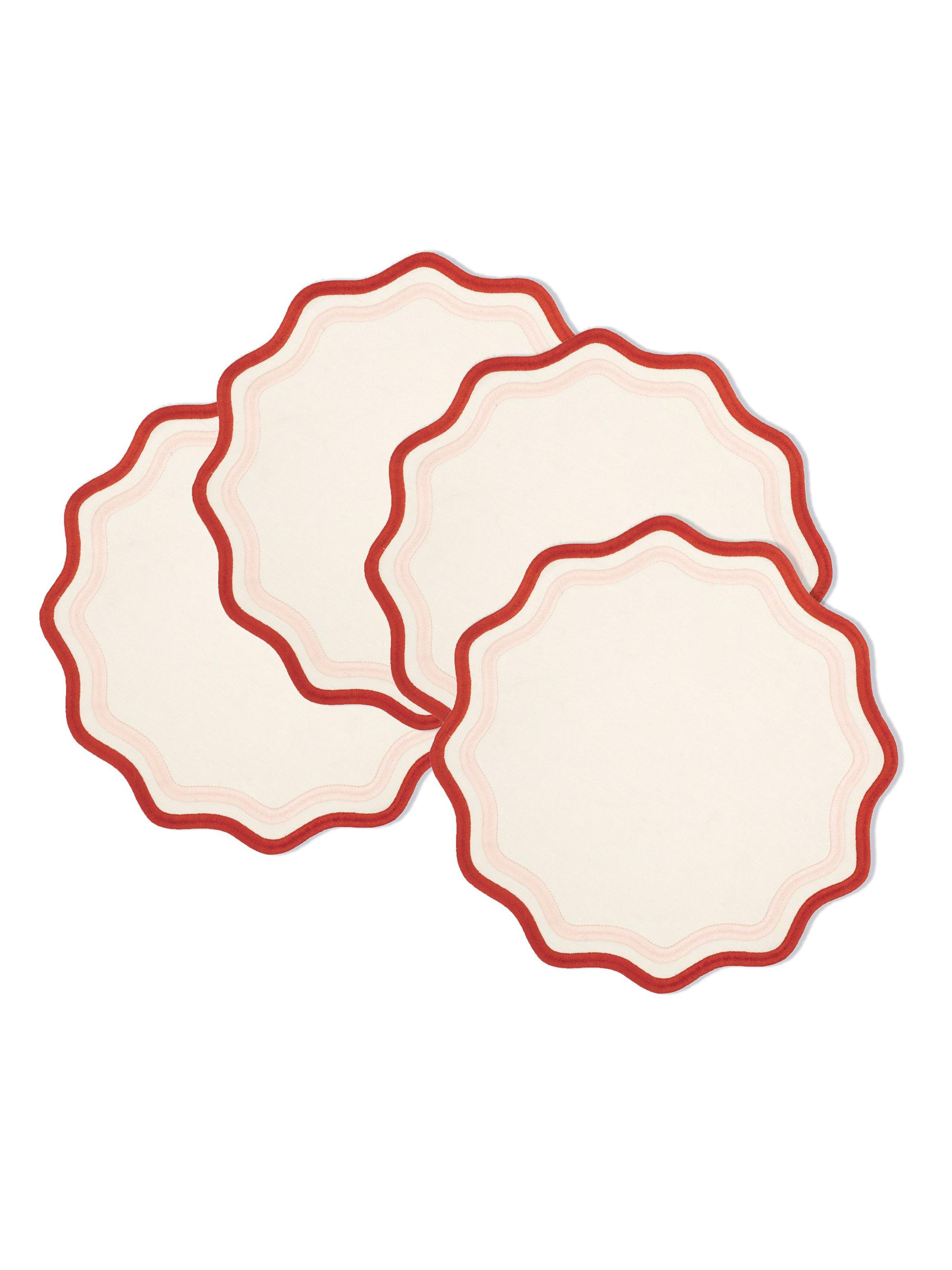 Misette Colorblock Linen Four-Piece Placemat Set - Rust Pink