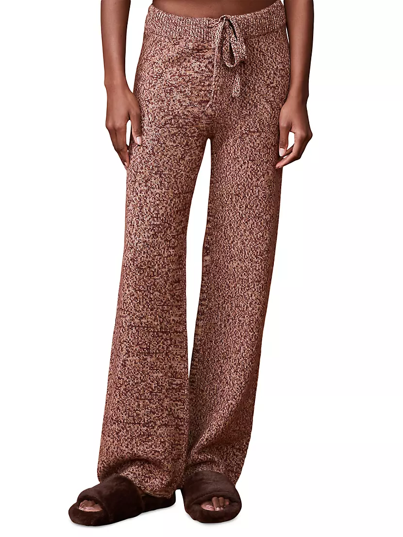 Monrow womens Marled Wool & Cashmere-Blend Lounge Pant, S, Brown 