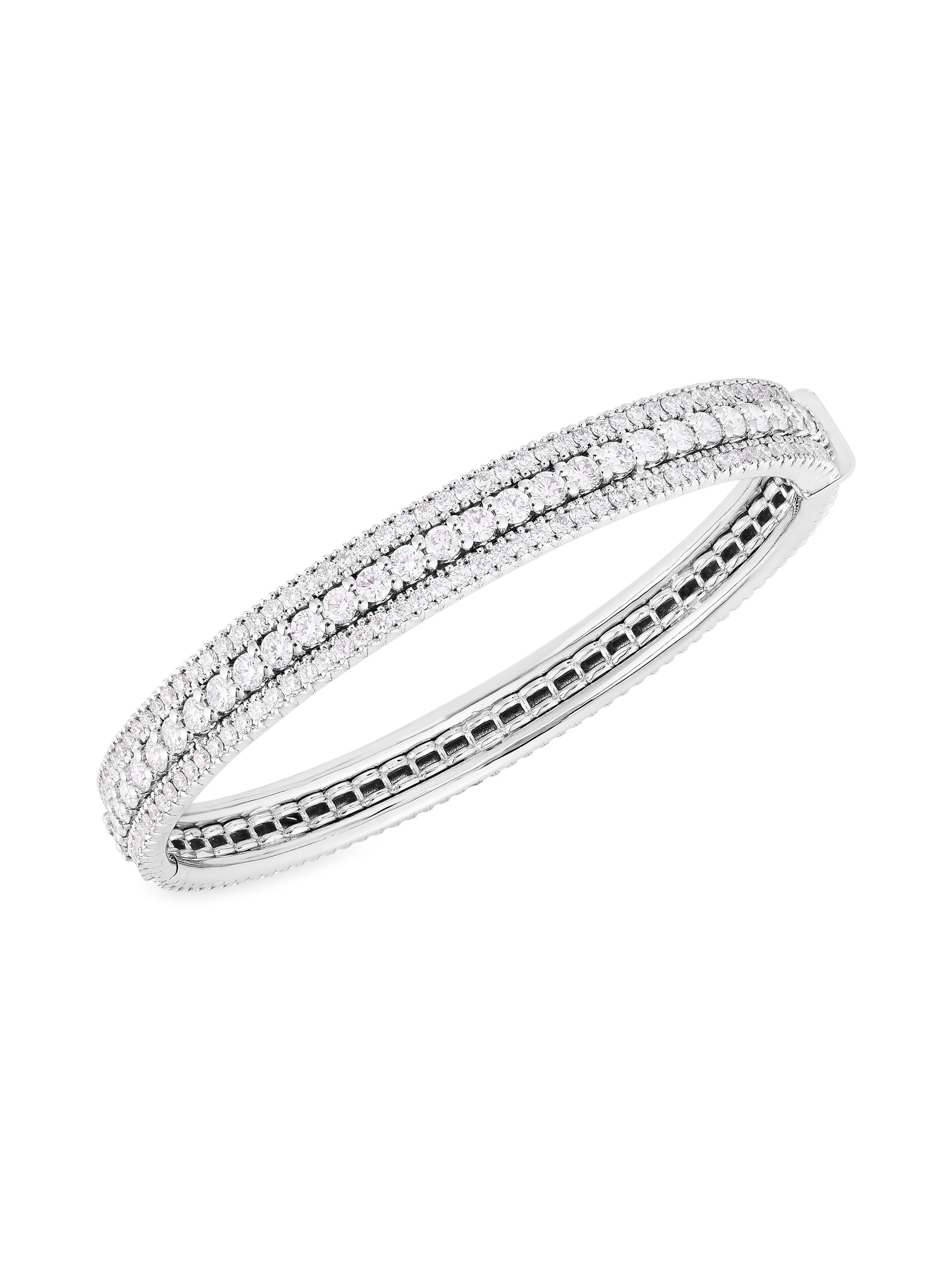 Roberto Coin Women's Siena 18K White Gold & Diamond Three-Row Bangle Bracelet - White Gold