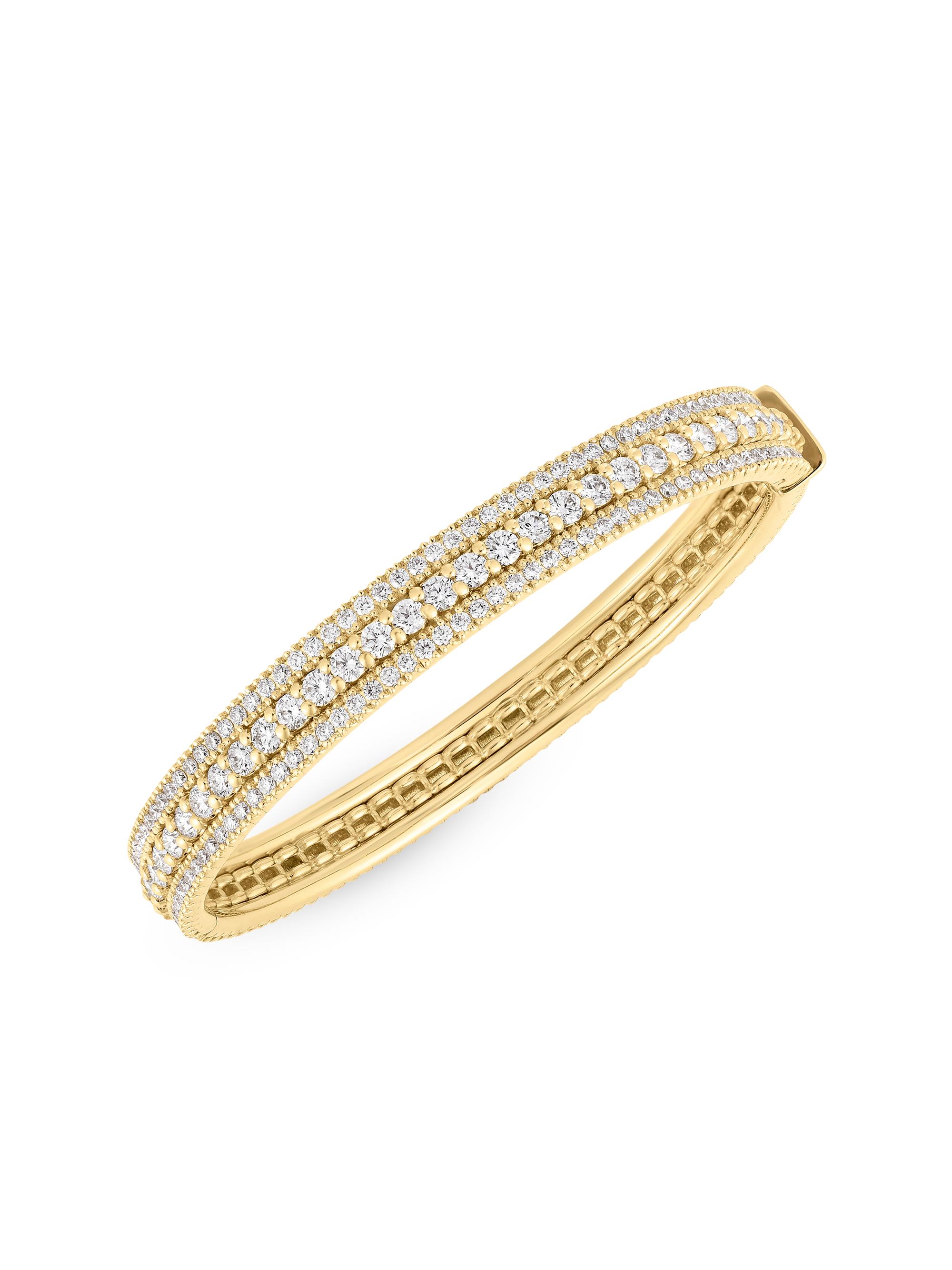Roberto Coin Women's Siena 18K Gold & Diamond Three-Row Bangle Bracelet - Yellow Gold