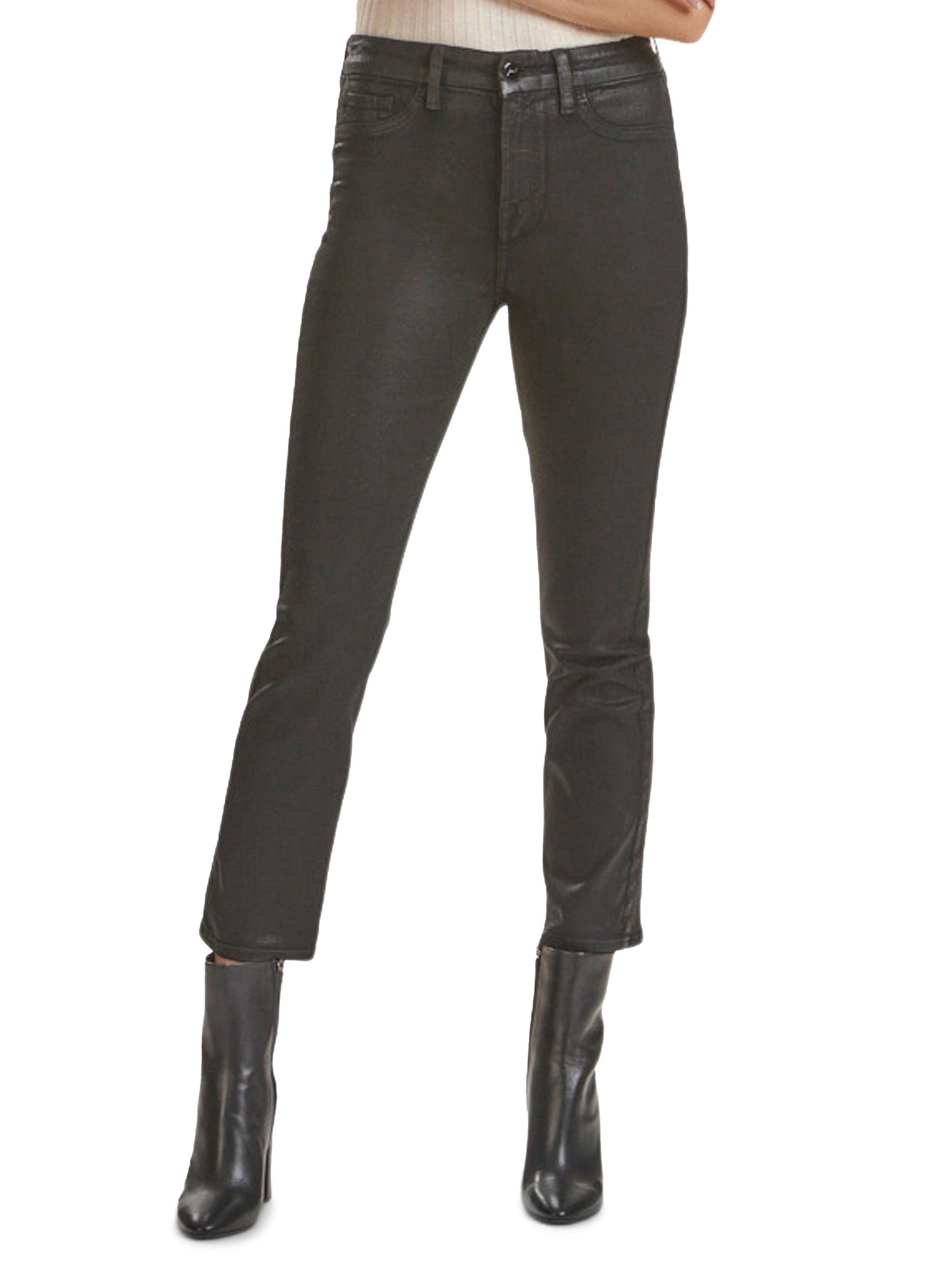 Jen7 Women's Mid-Rise Stretch Coated Straight Ankle - Black Coat
