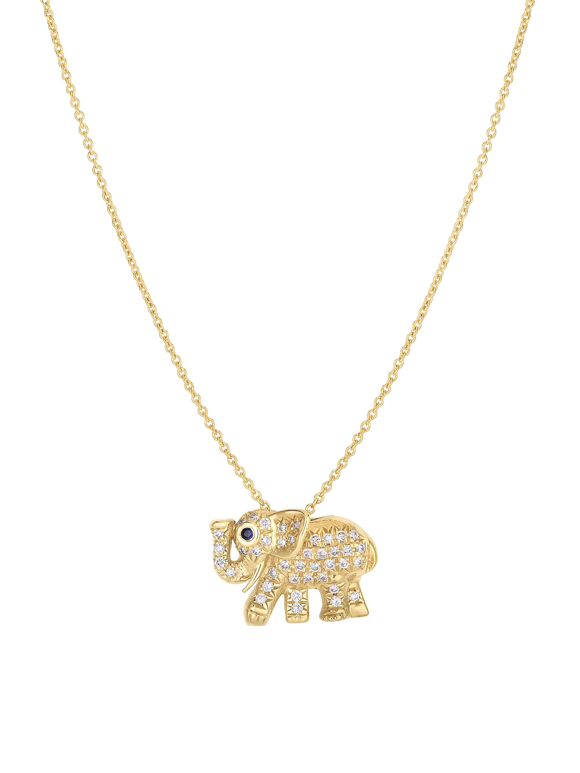Roberto Coin Women's Tiny Treasures 18K Gold, Diamond & Blue Sapphire Elephant Necklace - Yellow Gold