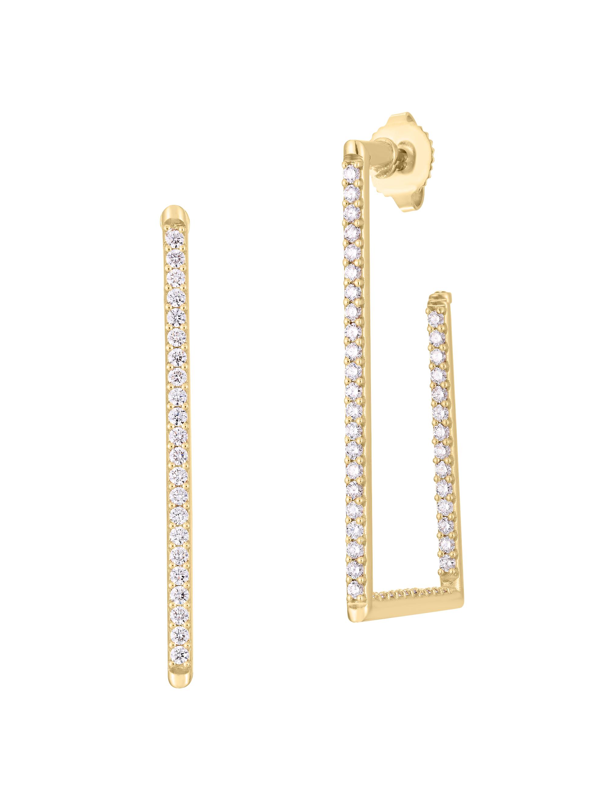 Roberto Coin Women's Diamond Hoops 18K Gold & Diamond  Rectangular Hoop Earrings - Yellow Gold