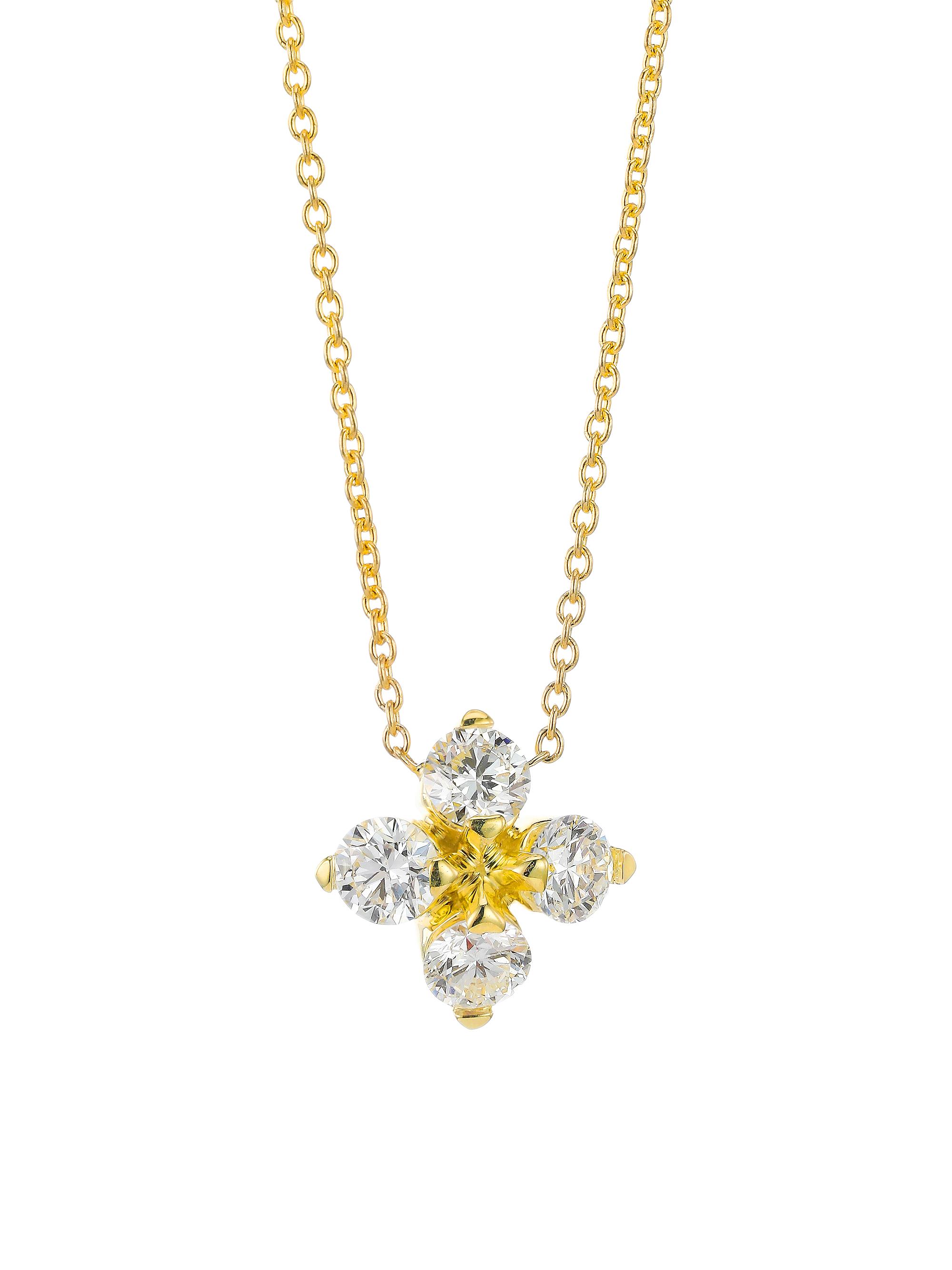 Roberto Coin Love In Verona 18K Yellow Gold Diamond Flower