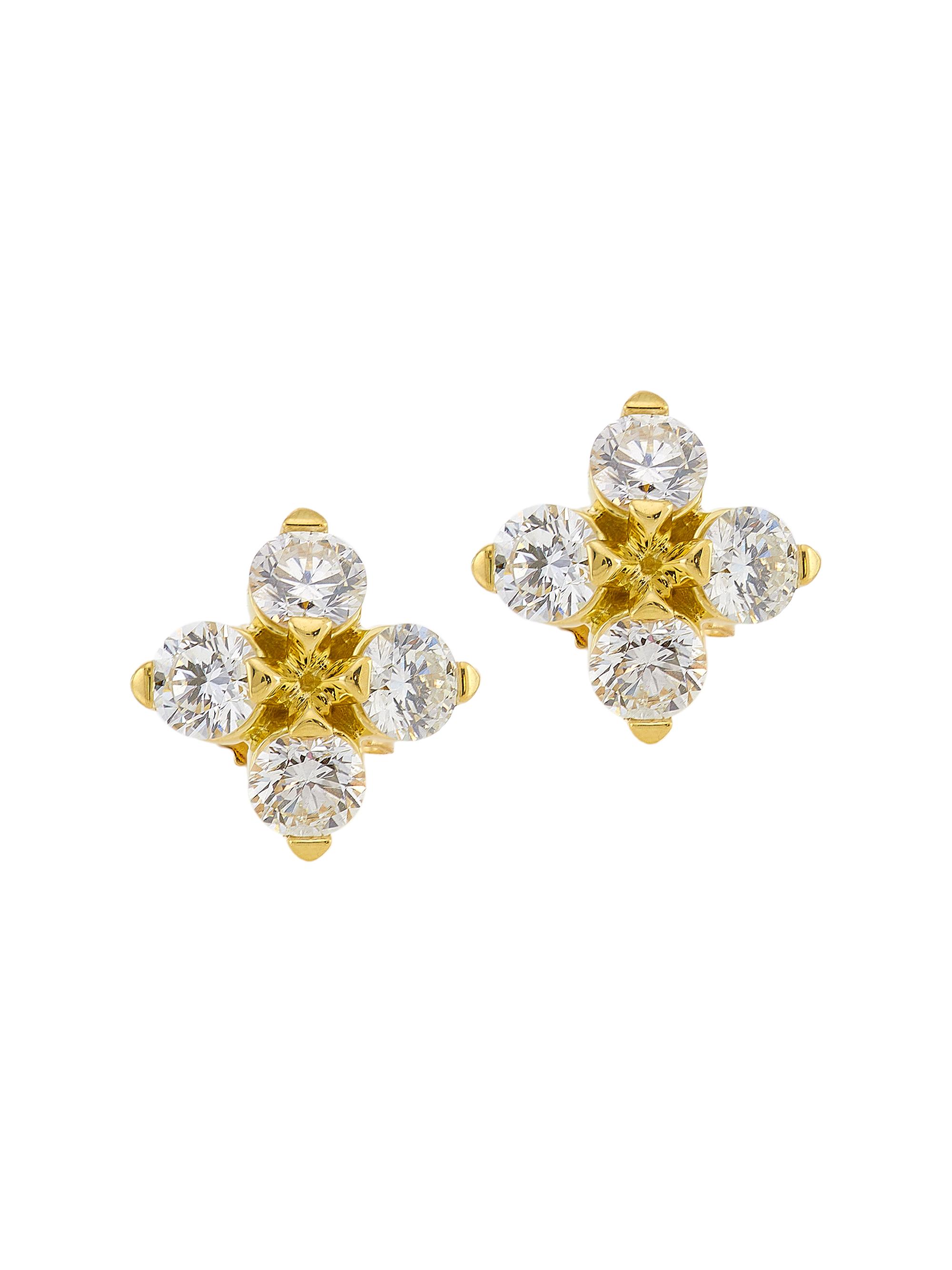 Roberto Coin Women's Love In Verona 18K Yellow Gold & Diamond Flower Stud Earrings - Yellow
