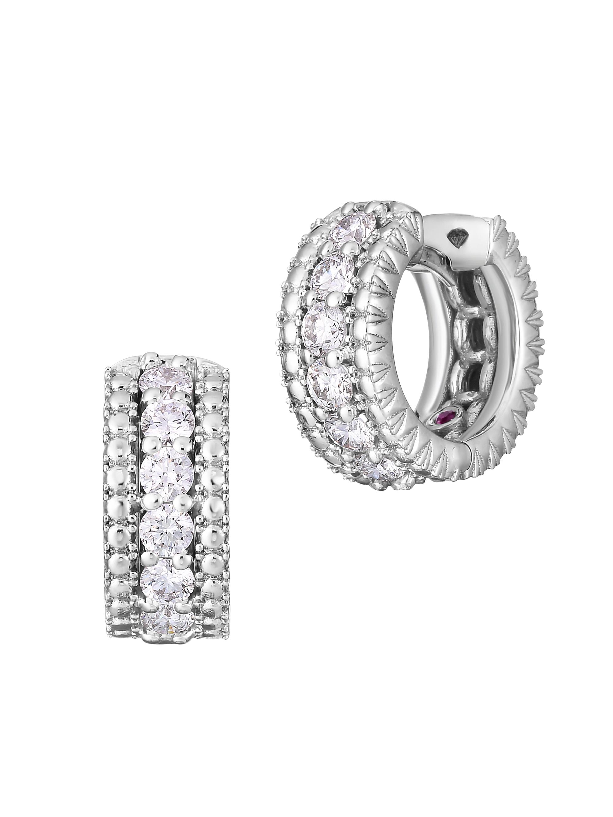 Roberto Coin Women's Siena 18K White Gold & Diamond Huggie Hoop Earrings - White Gold