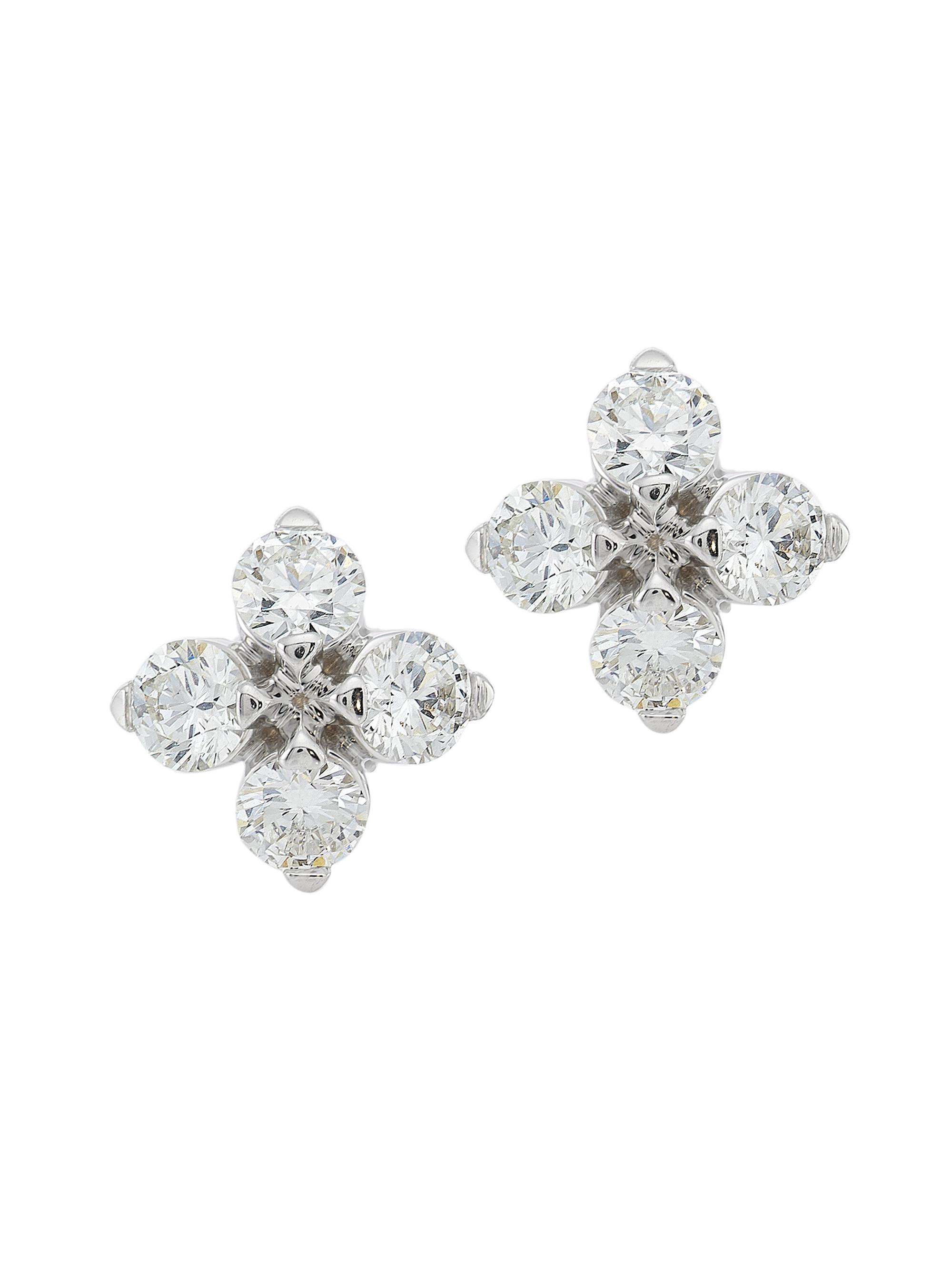 Roberto Coin Women's Love In Verona 18K White Gold & Diamond Flower Stud Earrings - White