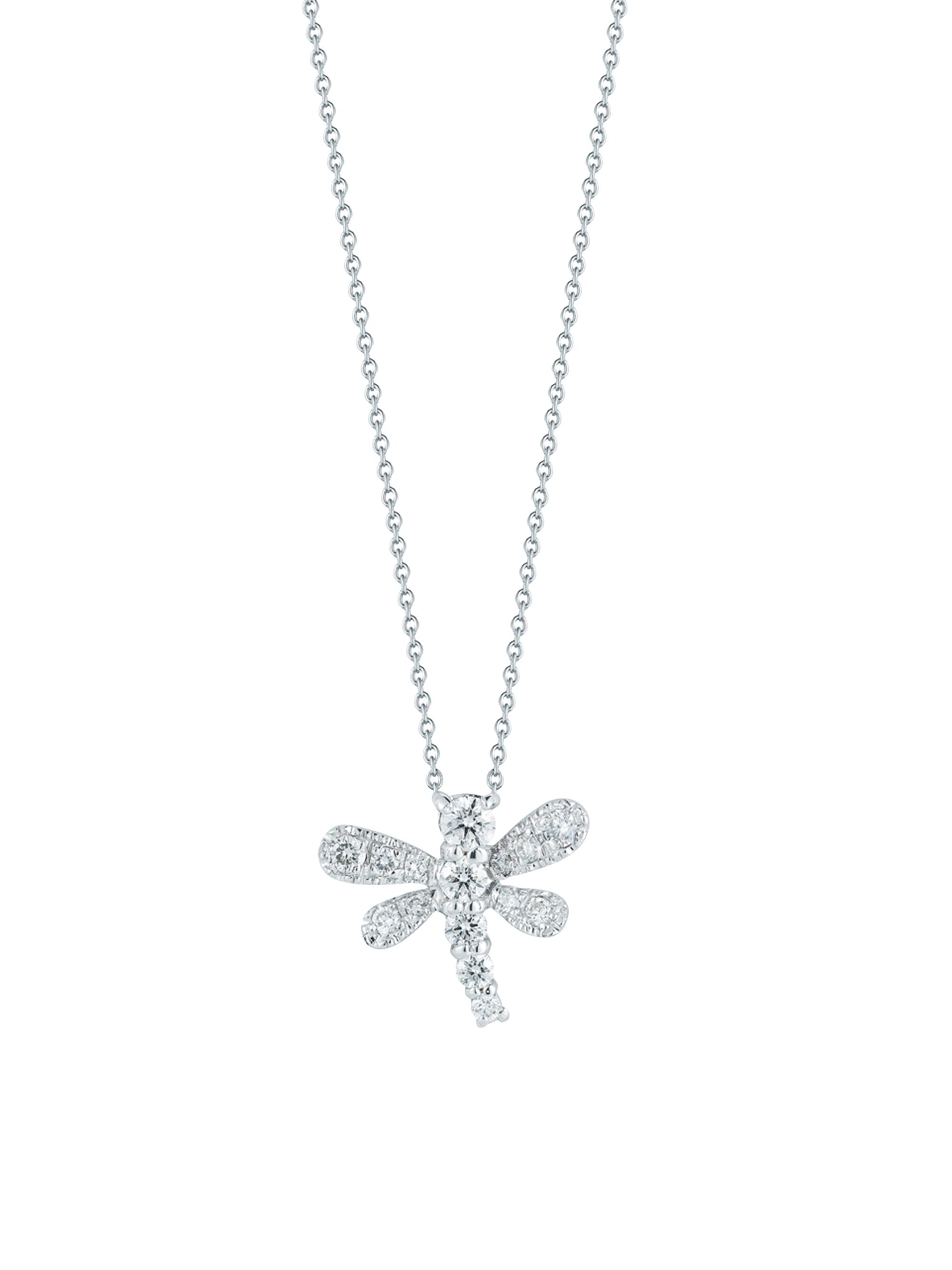 Roberto Coin Women's Tiny Treasures 18K White Gold & Diamond Dragonfly Pendant Necklace - White Gold