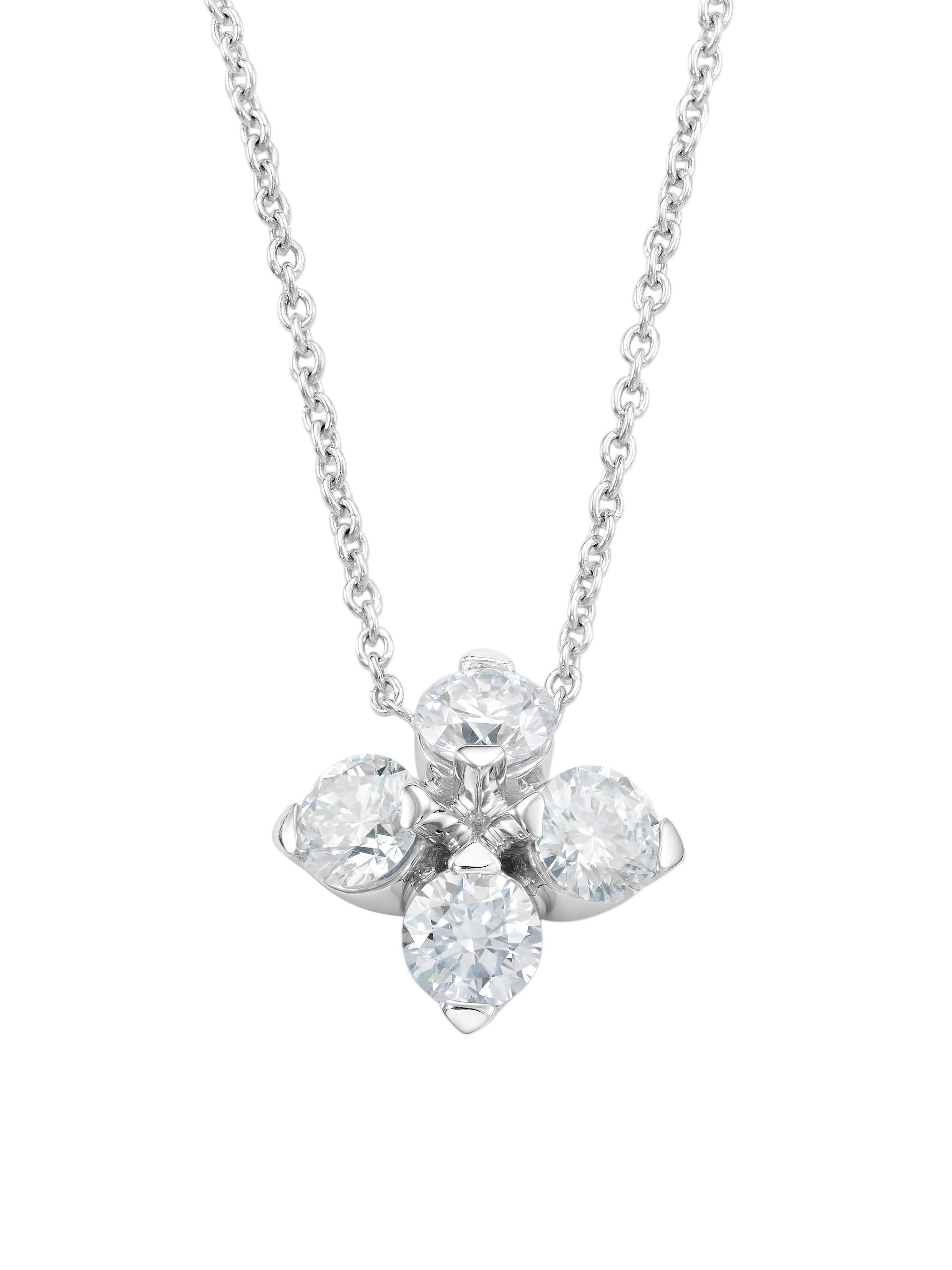 Roberto Coin Women's Love In Verona 18K White Gold & Diamond Flower Pendant Necklace - White