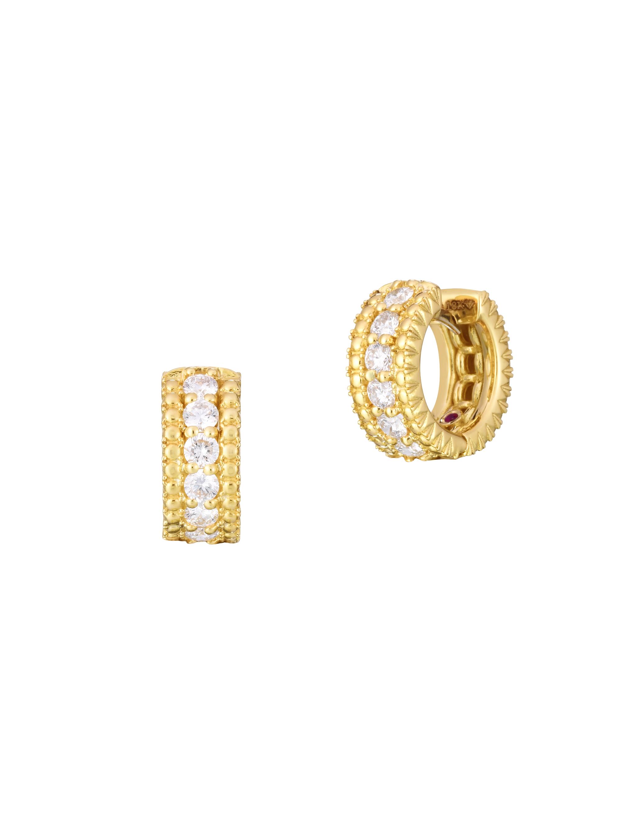 Roberto Coin Women's Siena 18K Yellow Gold & 0.80 TCW Diamond Huggie Hoop Earrings/14MM - Yellow Gold