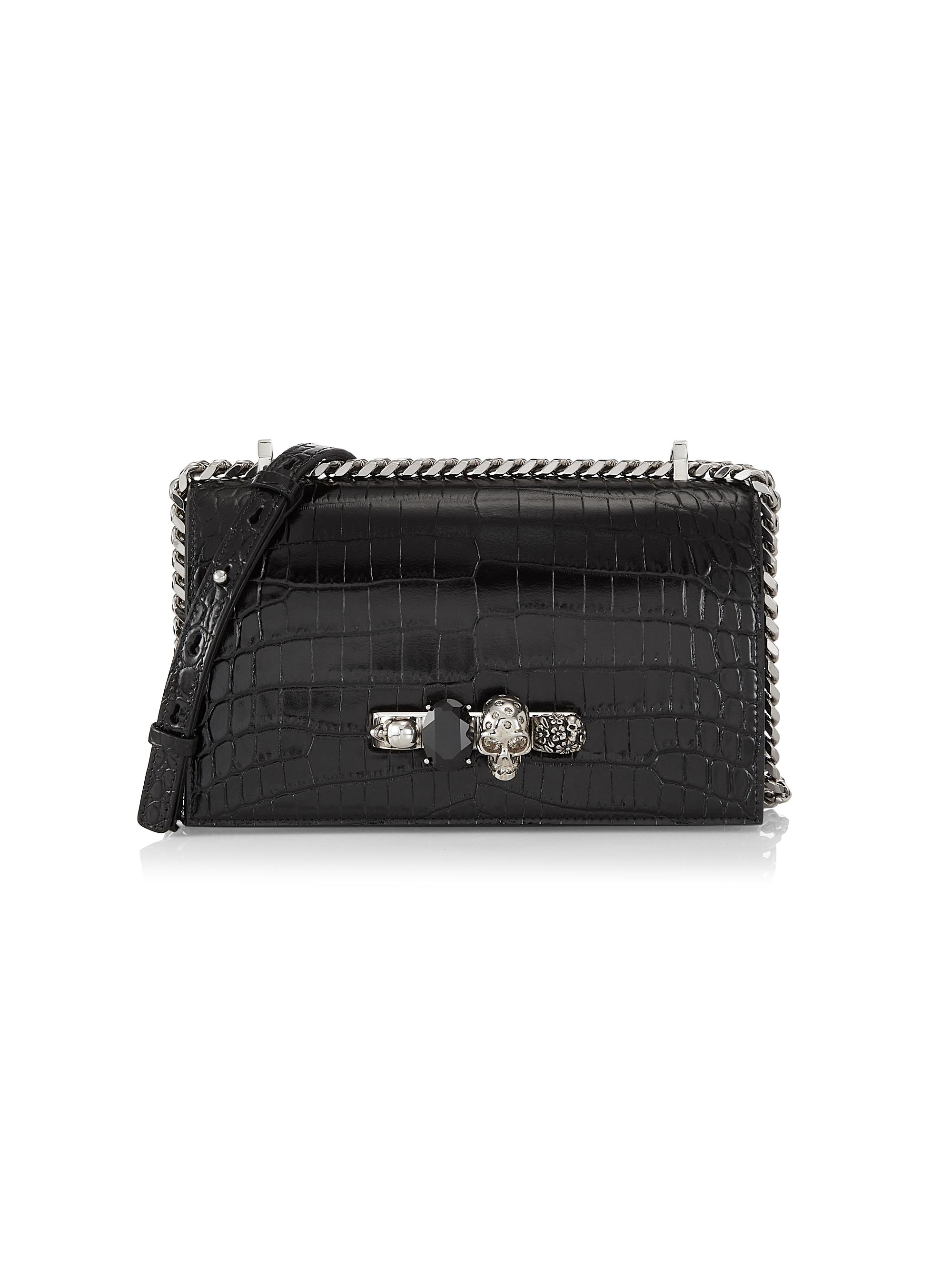 McQueen Women's Jewelled Satchel In Leather - Black