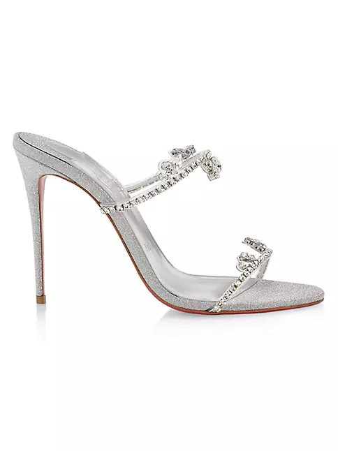 Glamorous Christian Louboutin High Heels with Crystals and Ankle Ties