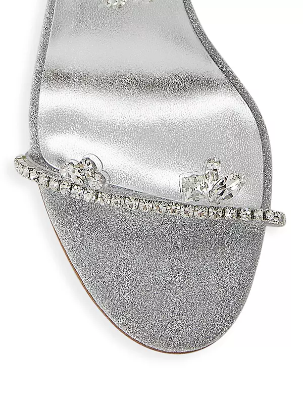 Christian Louboutin Jewel Queen 100 Crystal-embellished Bow-detailed  Glossed-leather Sandals In Black/ Crystal