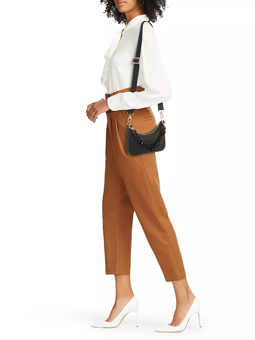 Loubila Chain mini - Shoulder bag - Grained calf leather and fabric -  Bianco - Christian Louboutin