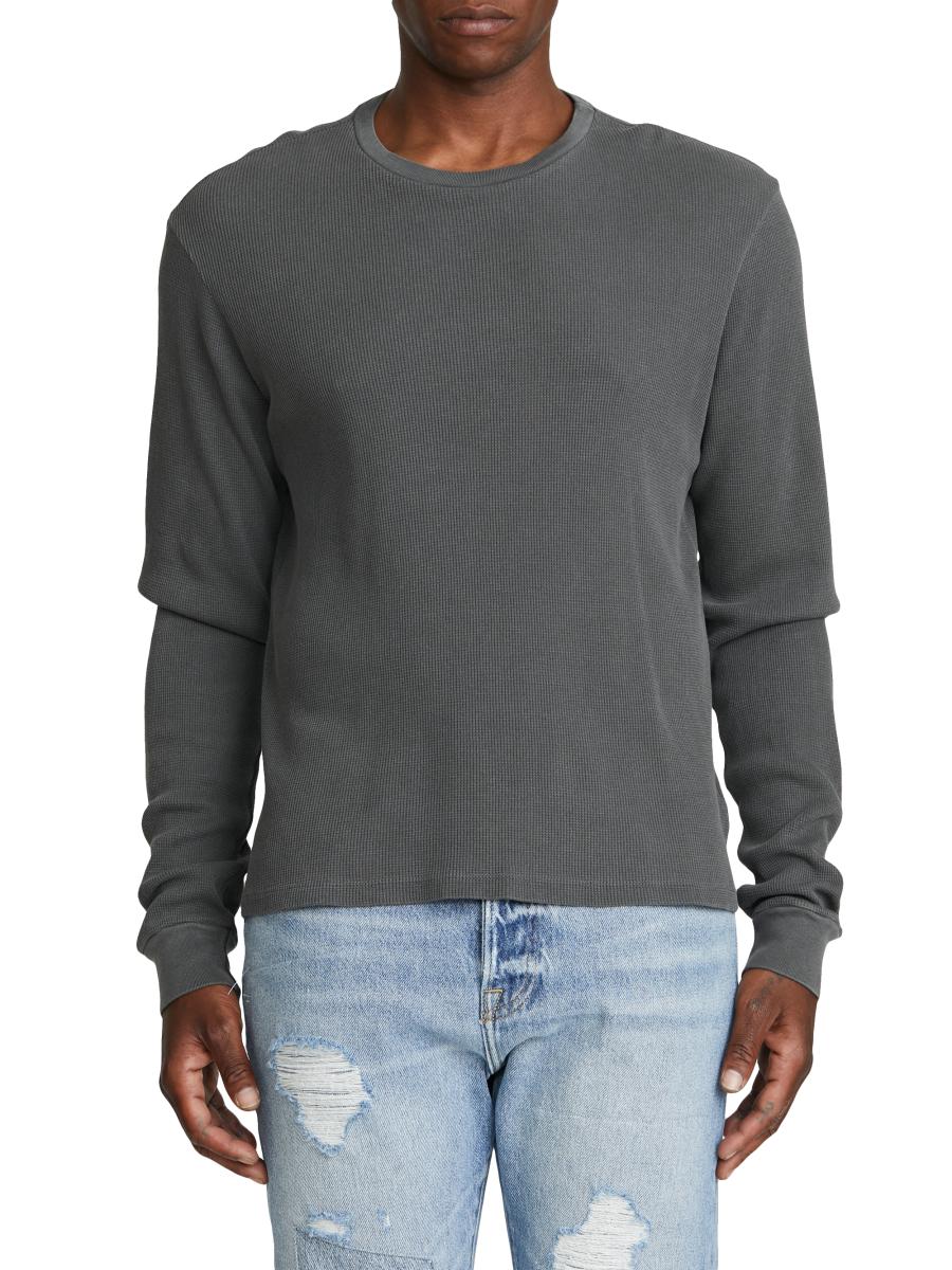 Tシャツ・カットソー HUECLOSET Pigment Snap Long Sleeve Gray Label Long Sleeves Dropped Shoulder Tee, Grey Melange