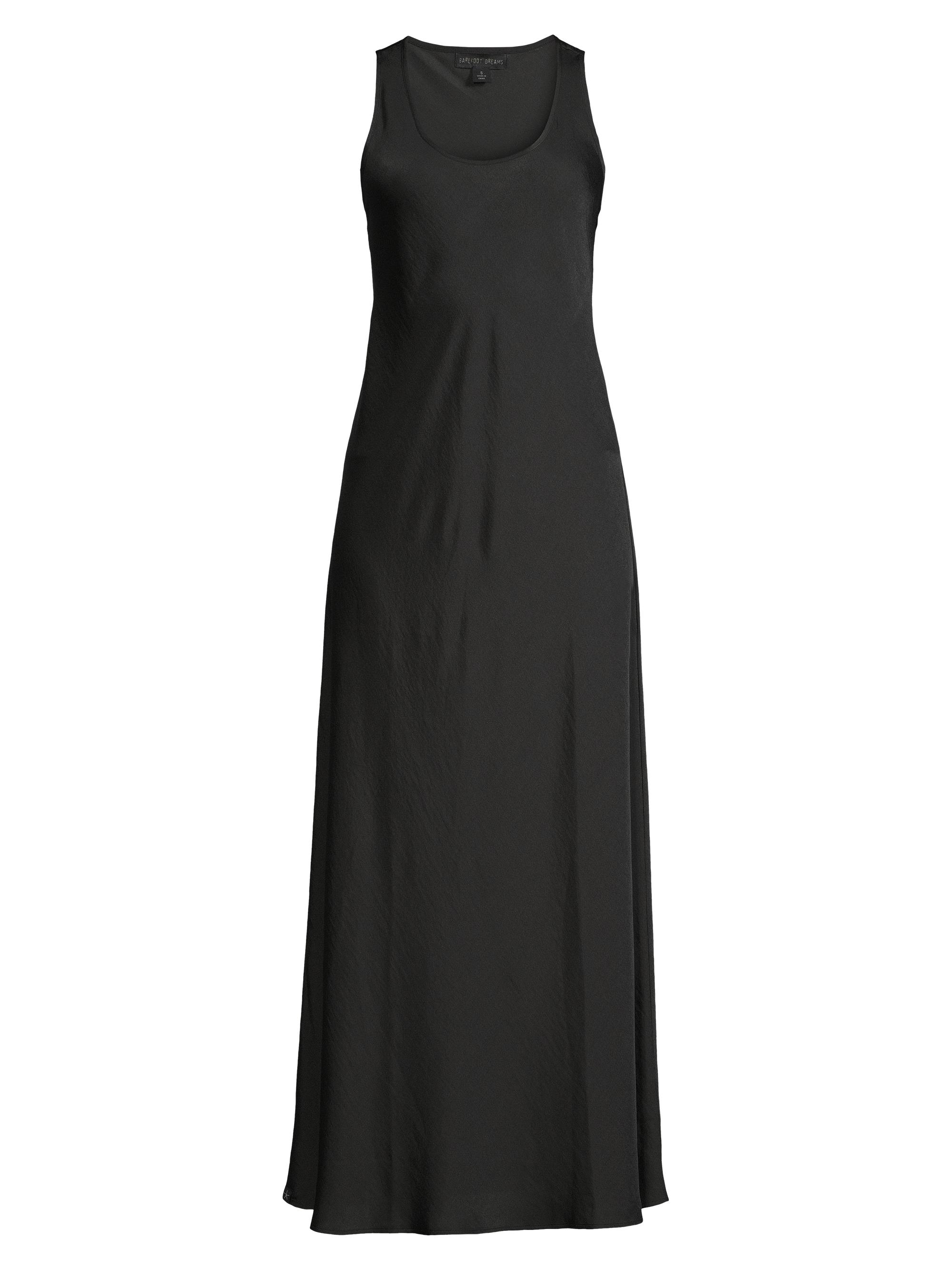Barefoot Dreams Women's Washed Satin Long Tank Dress - Black