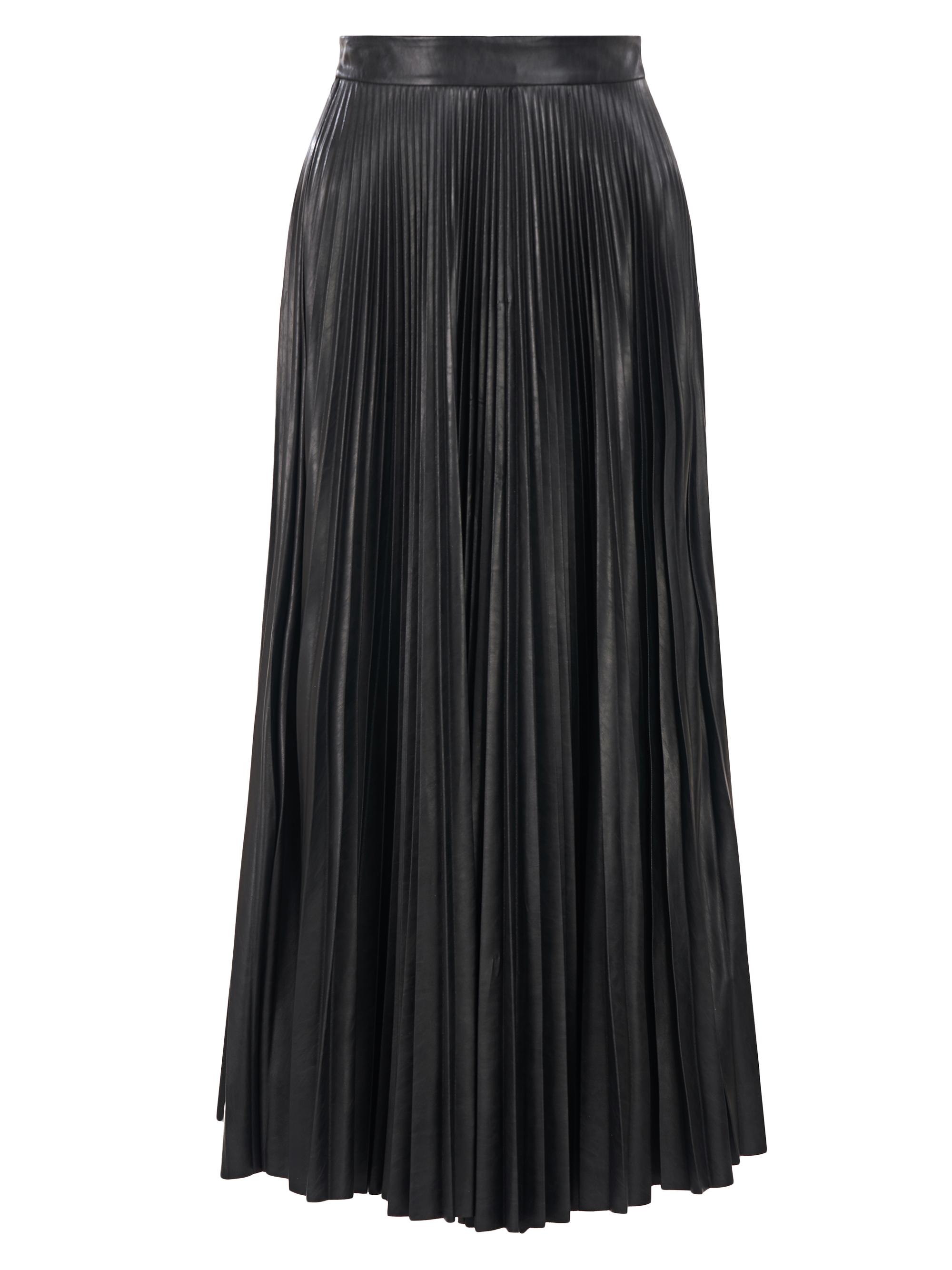 Halston Women's Joss Vegan Leather Midi-Skirt - Black