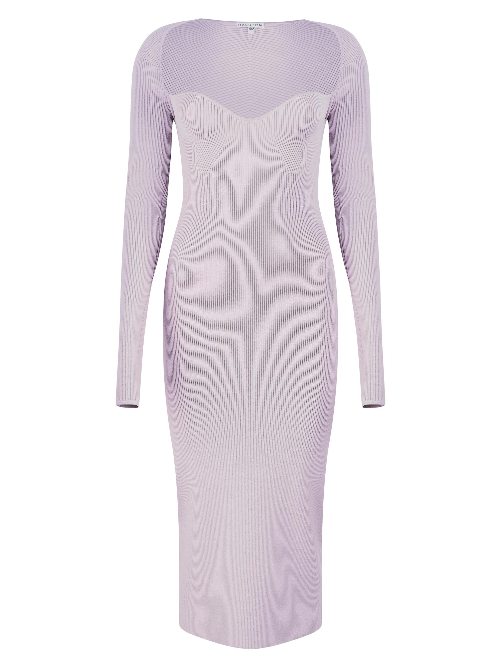 Halston Women's Sawyer Rib-Knit Midi-Dress - Light Plum