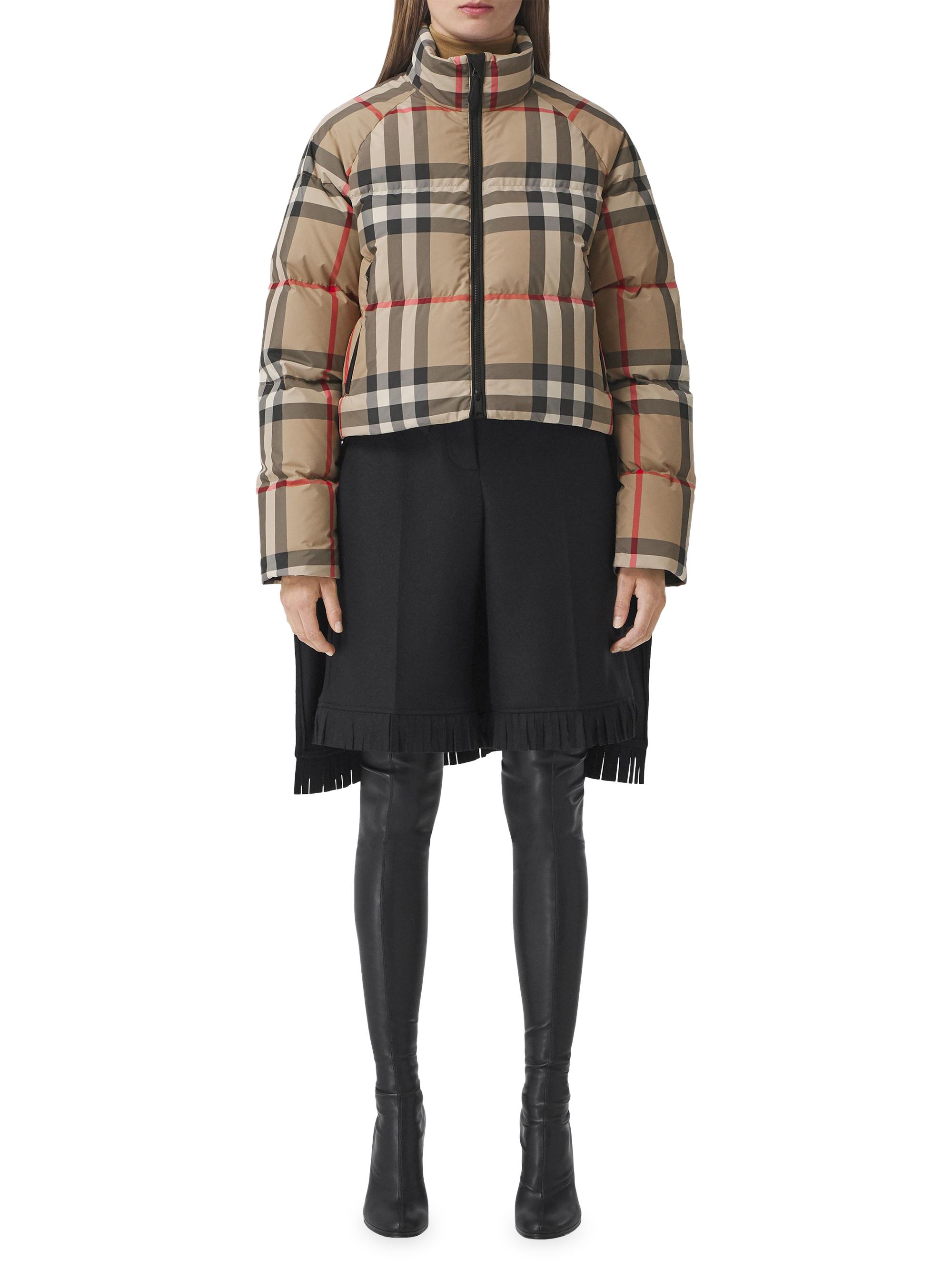 Burberry Cropped Check Puffer Jacket | Saks Fifth Avenue
