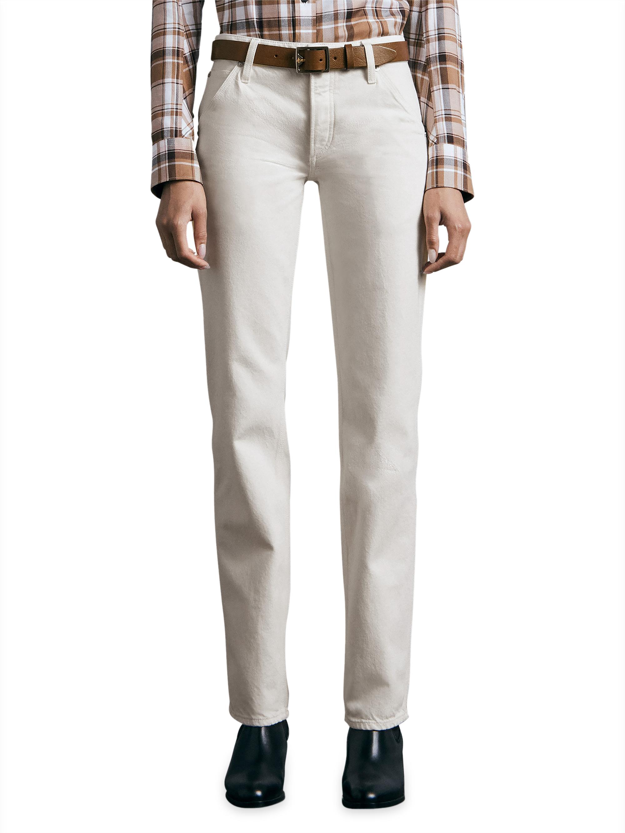 rag & bone Women's Piper Carpenter Mid-Rise Straight-Leg Jeans - Ecru