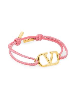 VLogo embellished leather bracelet