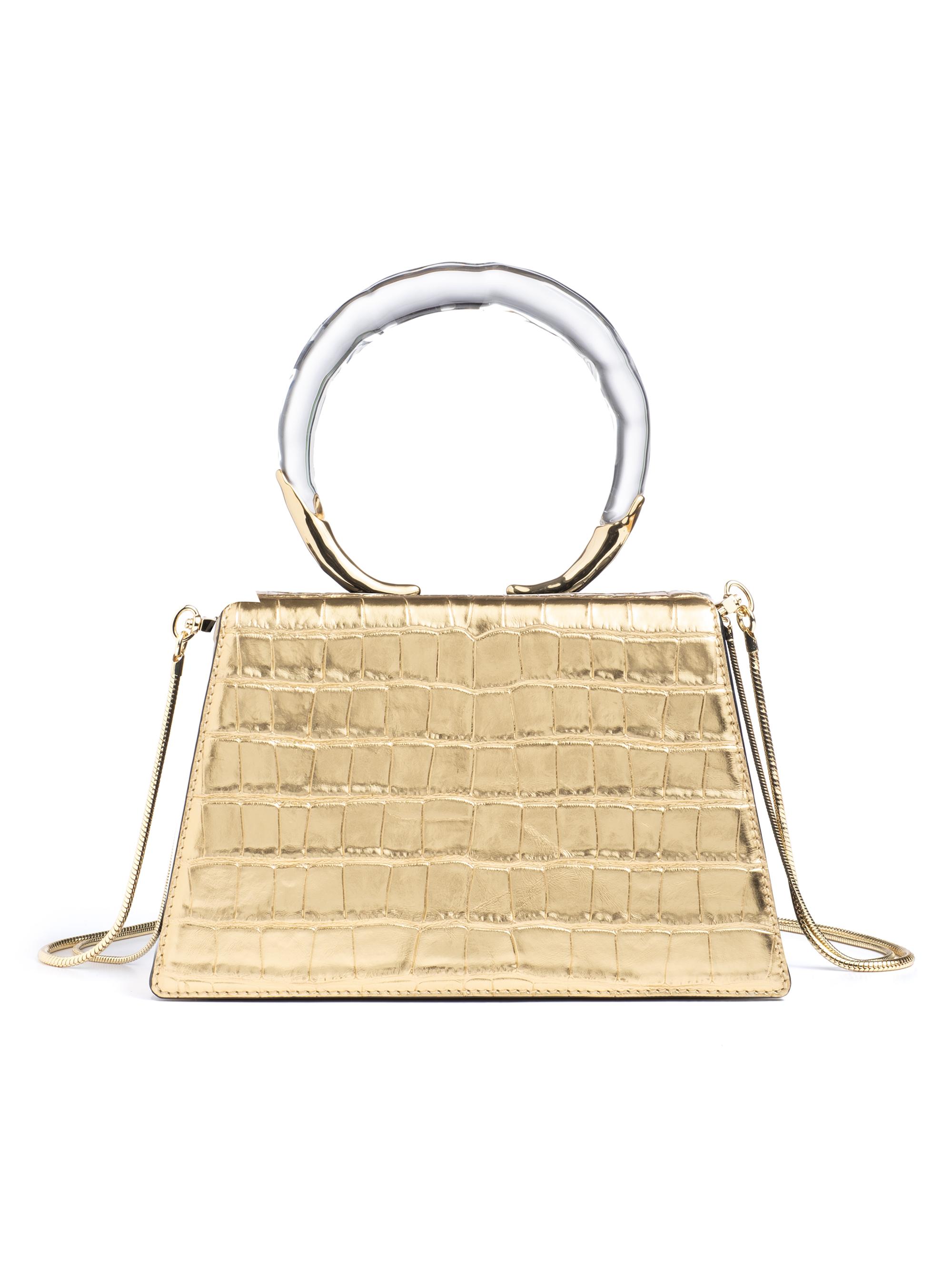 Alexis Bittar Women's Liquid Lucite Croc-Embossed Leather Top-Handle Bag - Gold