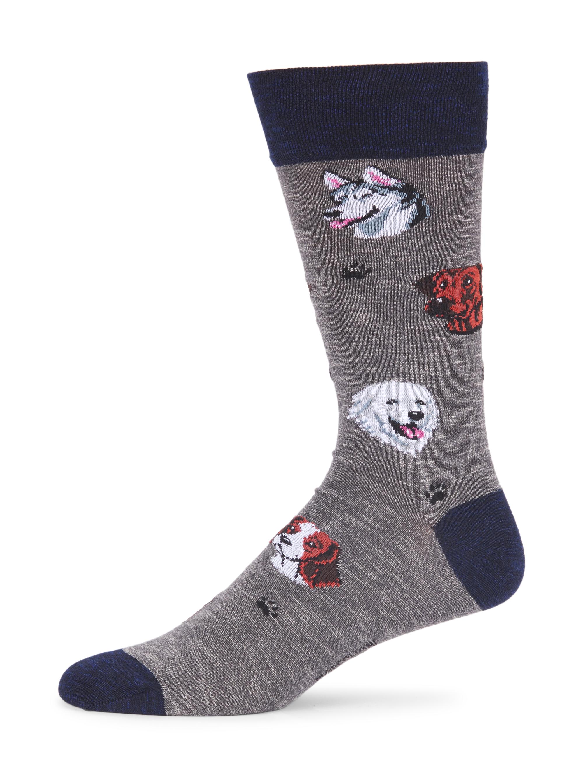 Marcoliani Men's Dogs Pima Cotton Socks - Flannel Grey