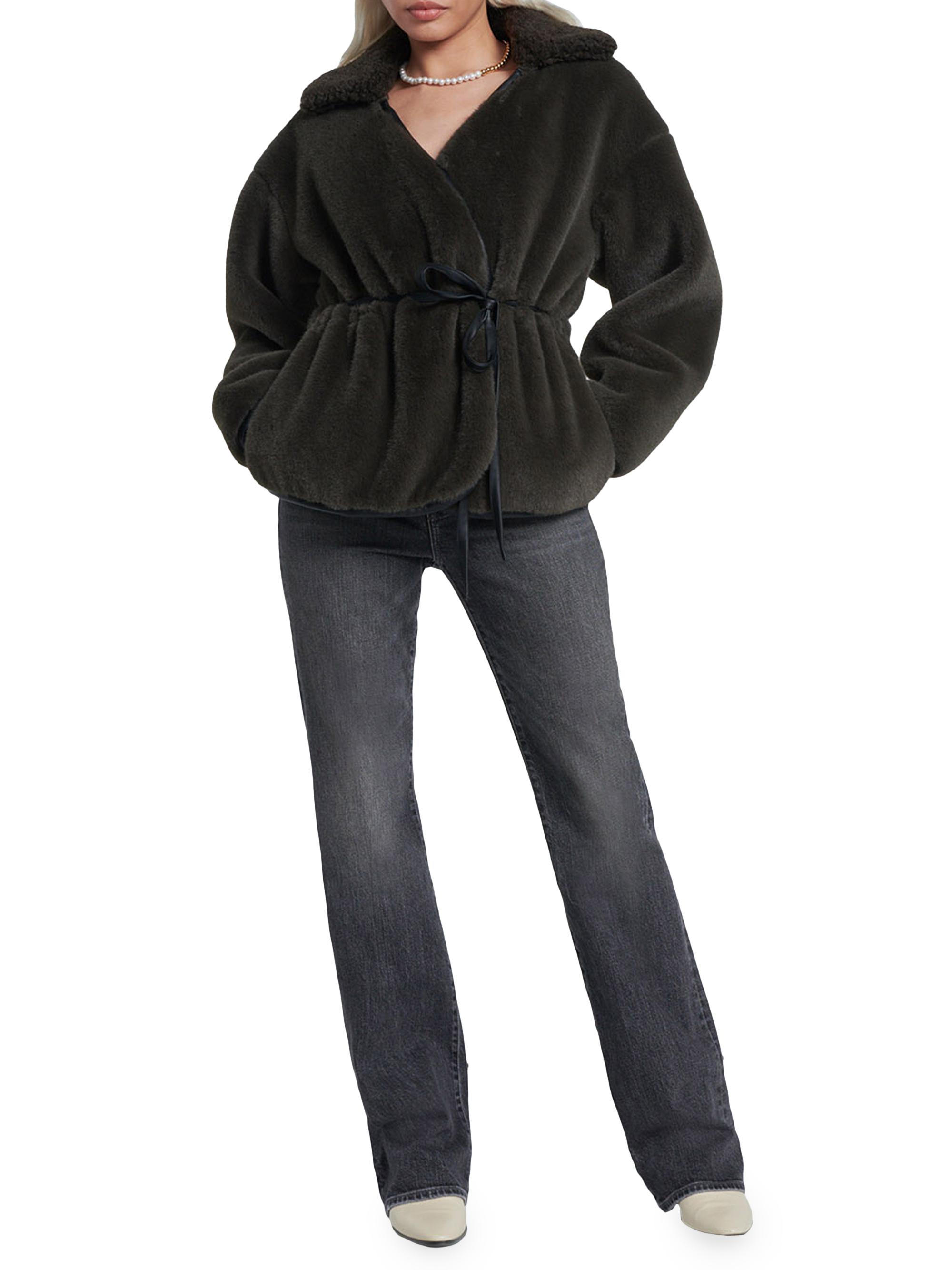 7 For All Mankind Faux Fur Short Wrap Coat | Saks Fifth Avenue